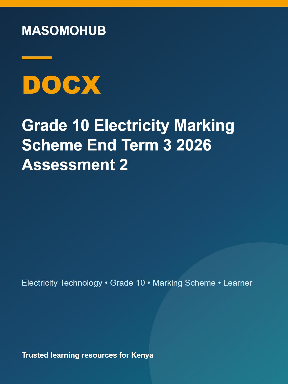 Preview of Grade 10 Electricity Technology Term 3 End-Term Marking Scheme 2026