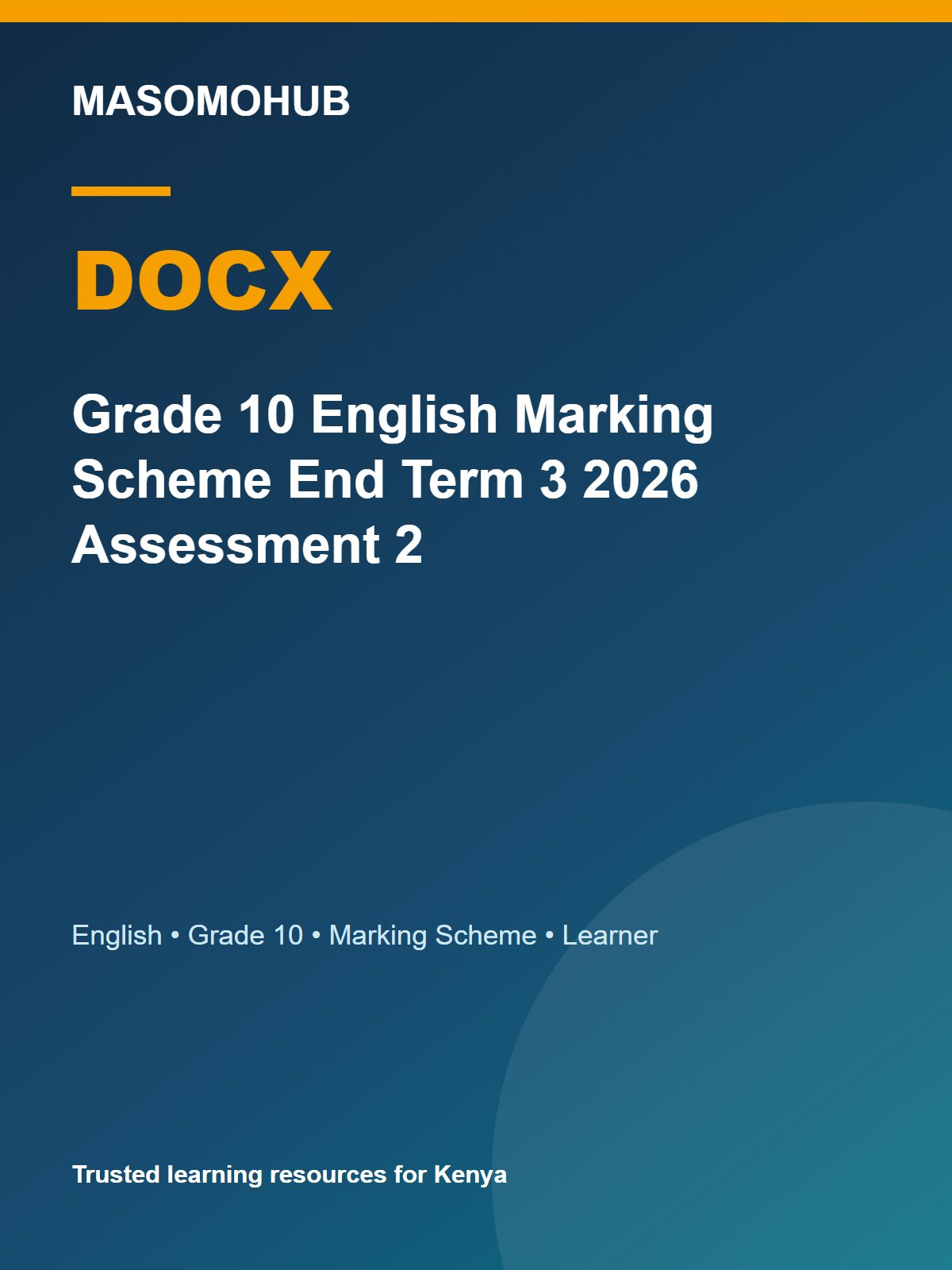 Thumbnail preview of Grade 10 English Marking Scheme End Term 3 2026 Assessment 2