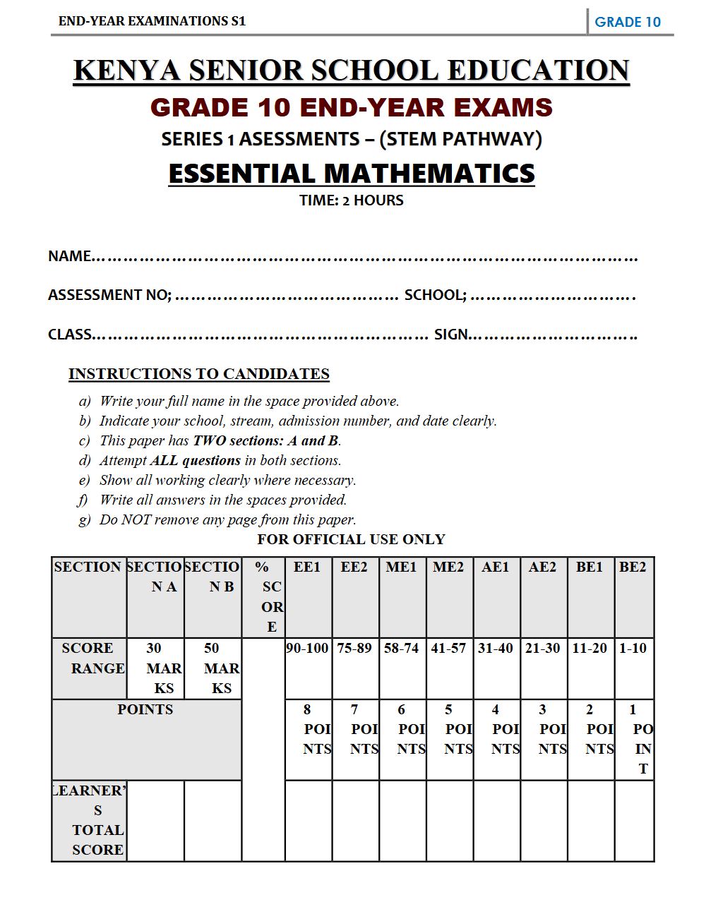 Thumbnail preview of Grade 10 Essential Mathematics End Year Exam 1 2026_4