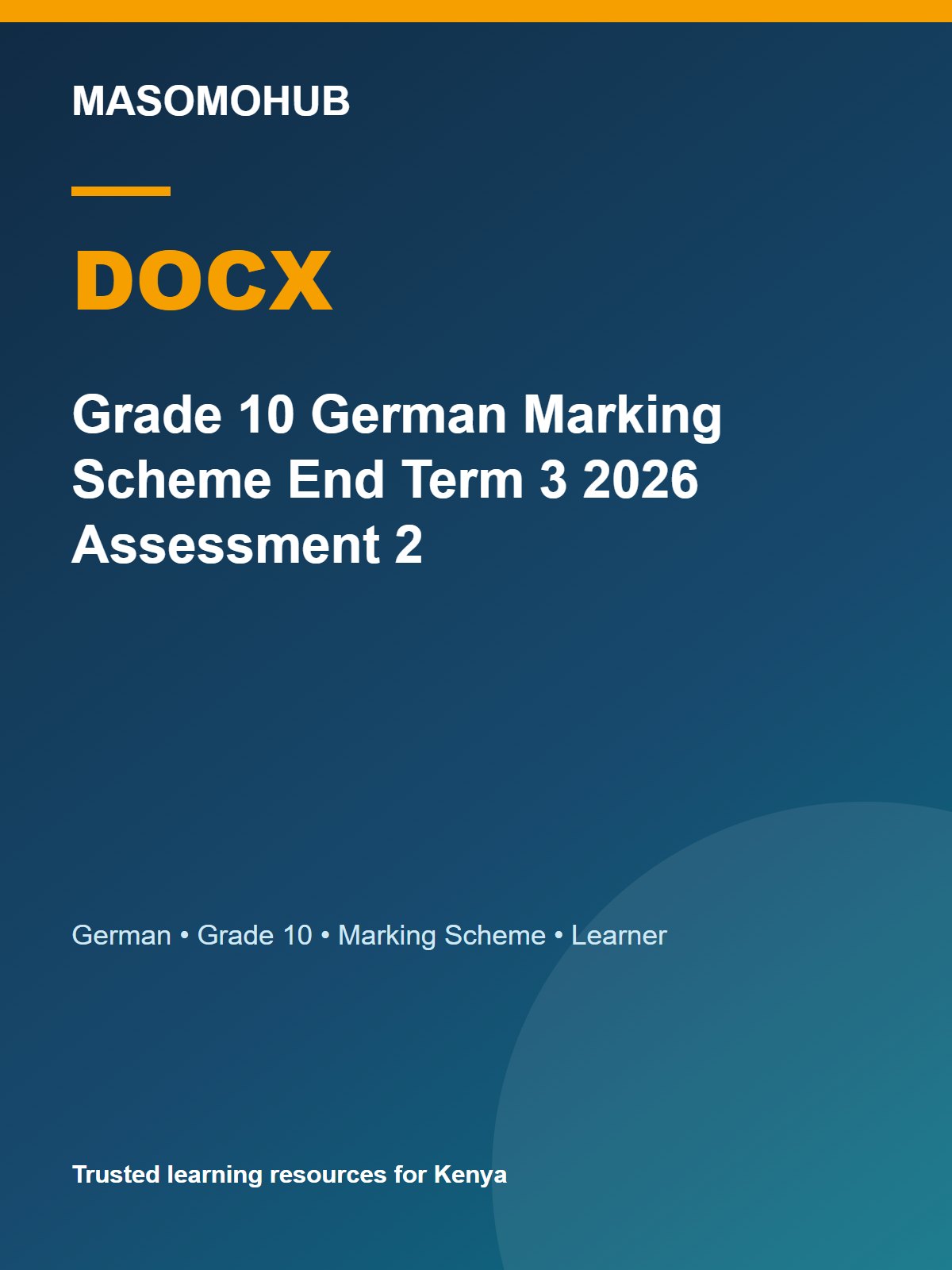 Preview of Grade 10 German Term 3 End-Term Marking Scheme 2026