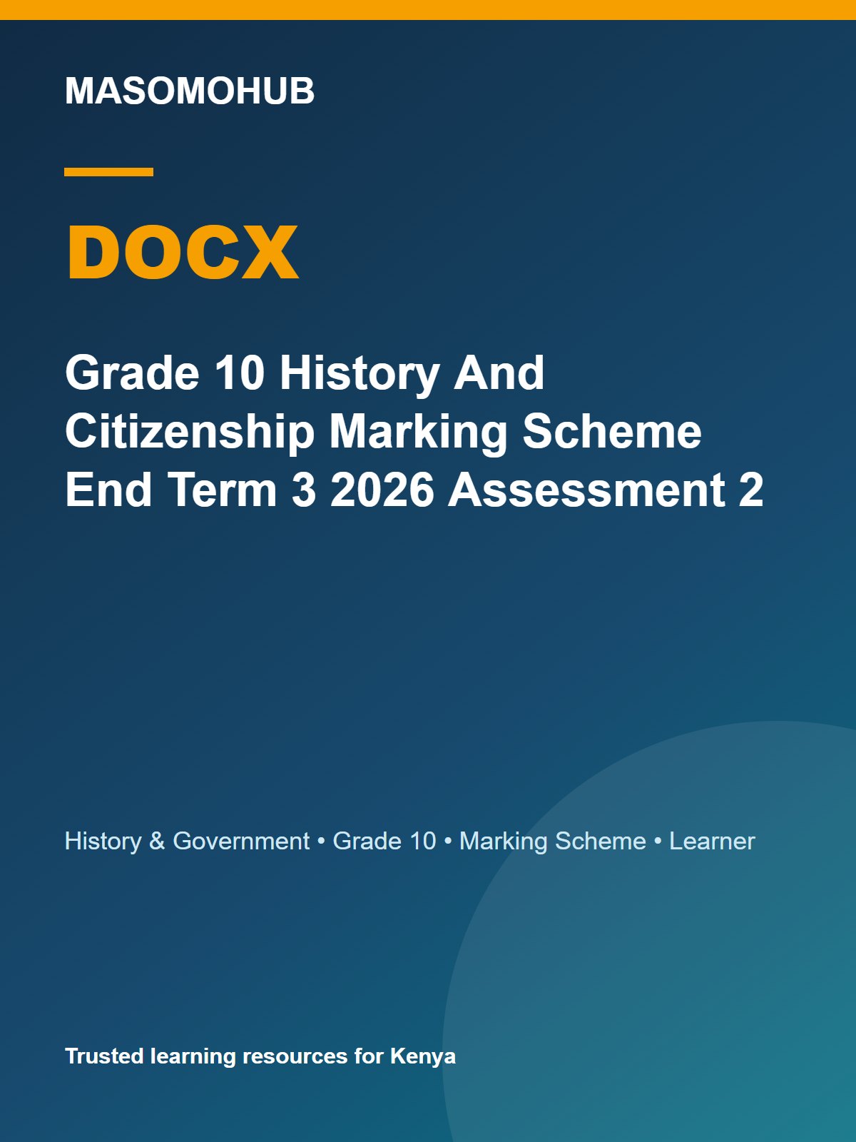 Preview of Grade 10 History & Government Term 3 End-Term Marking Scheme 2026