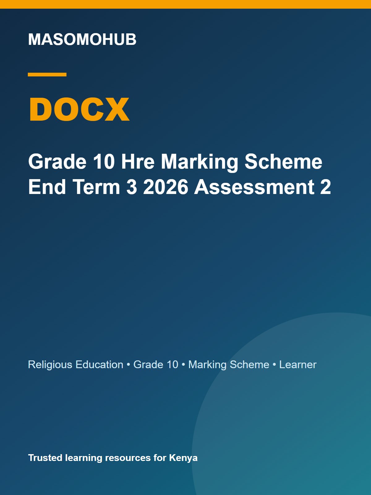 Preview of Grade 10 Hindu Religious Education (HRE) Term 3 End-Term Marking Scheme 2026