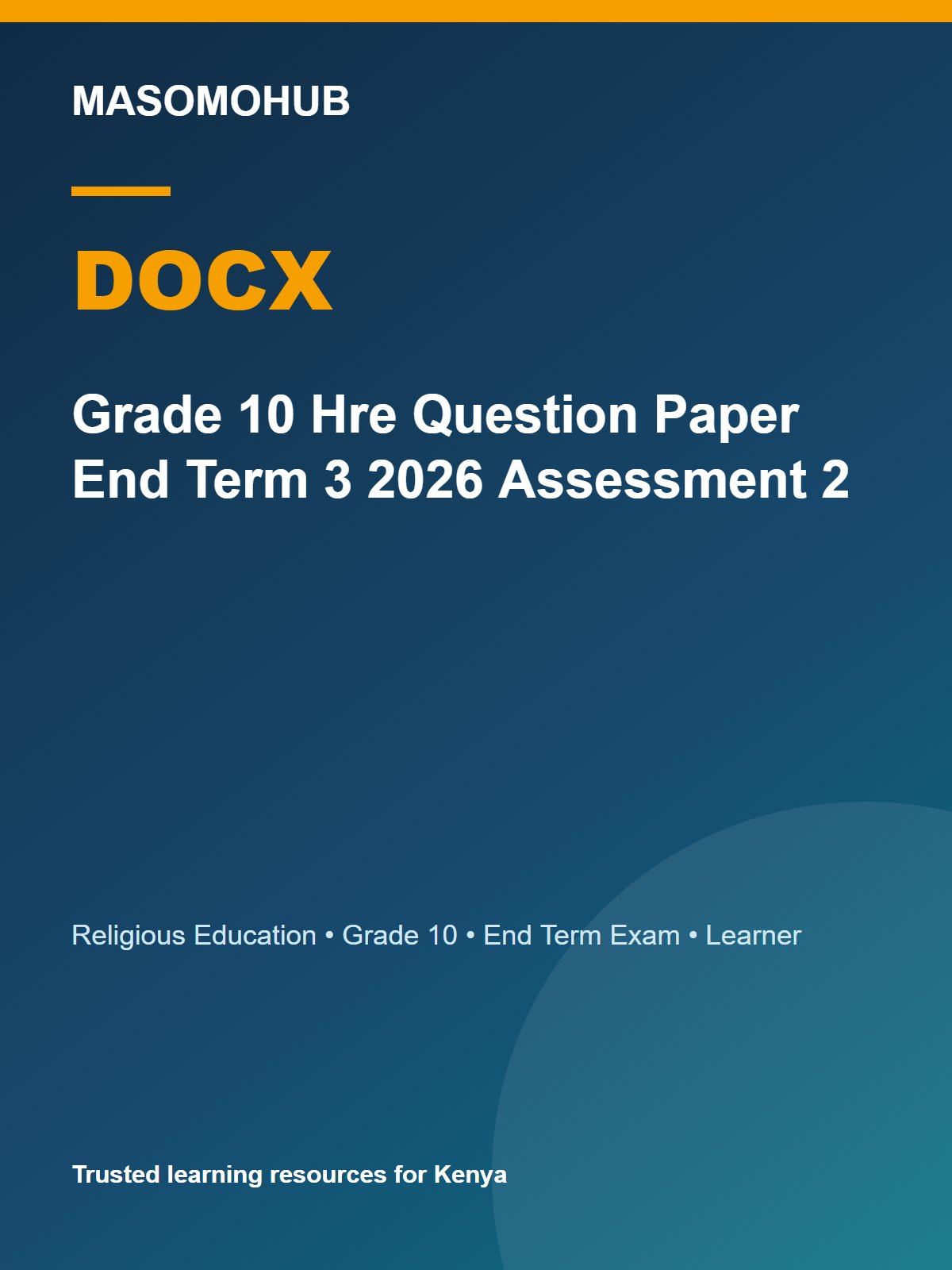 Thumbnail preview of Grade 10 Hre Question Paper End Term 3 2026 Assessment 2