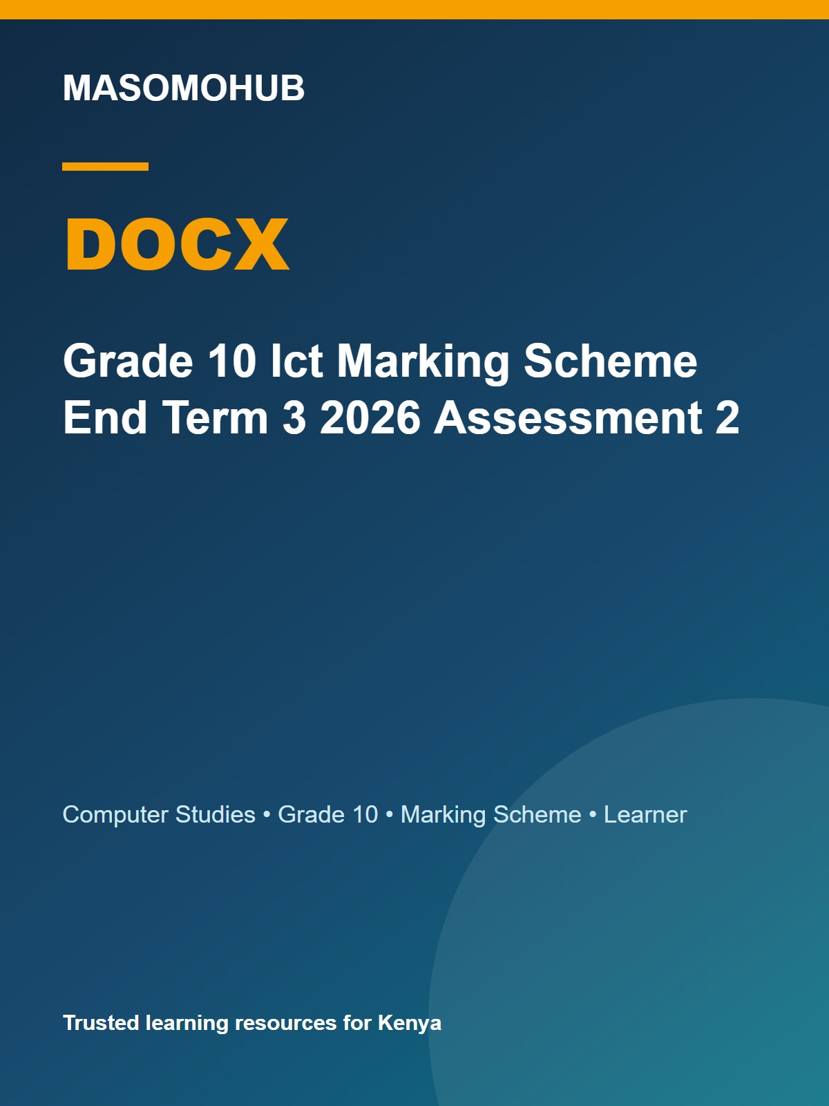 Preview of Grade 10 Computer Studies Term 3 End-Term Marking Scheme 2026