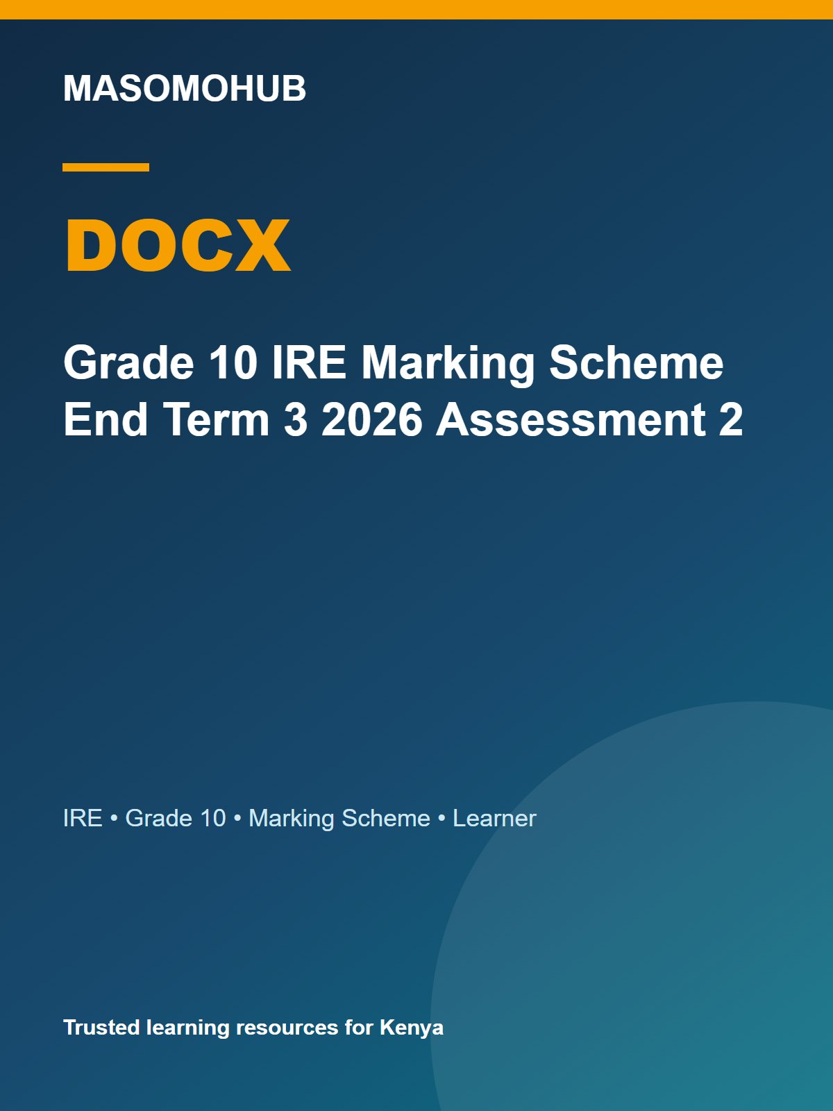 Thumbnail preview of Grade 10 IRE Marking Scheme End Term 3 2026 Assessment 2