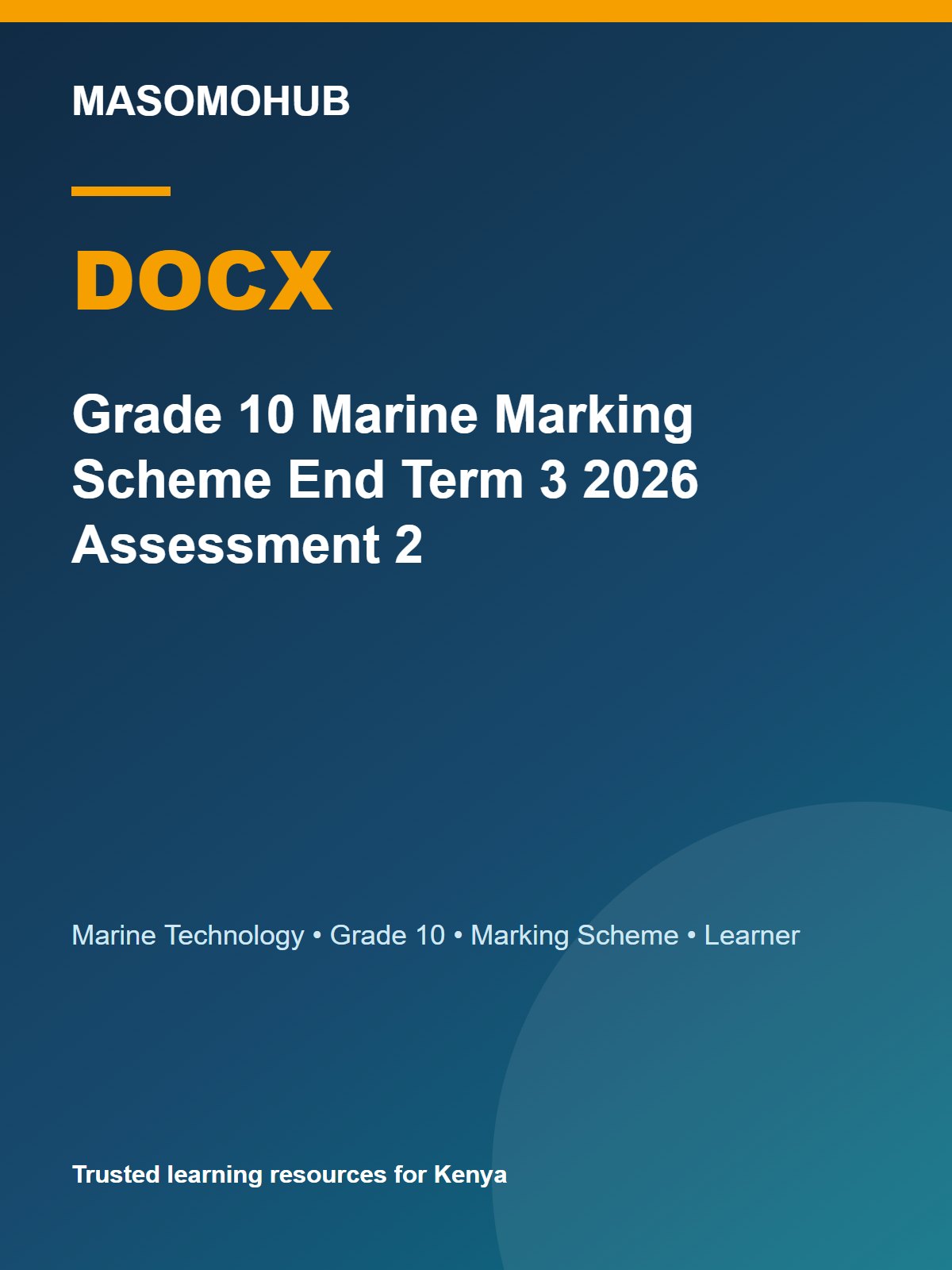 Preview of Grade 10 Marine Technology Term 3 End-Term Marking Scheme 2026