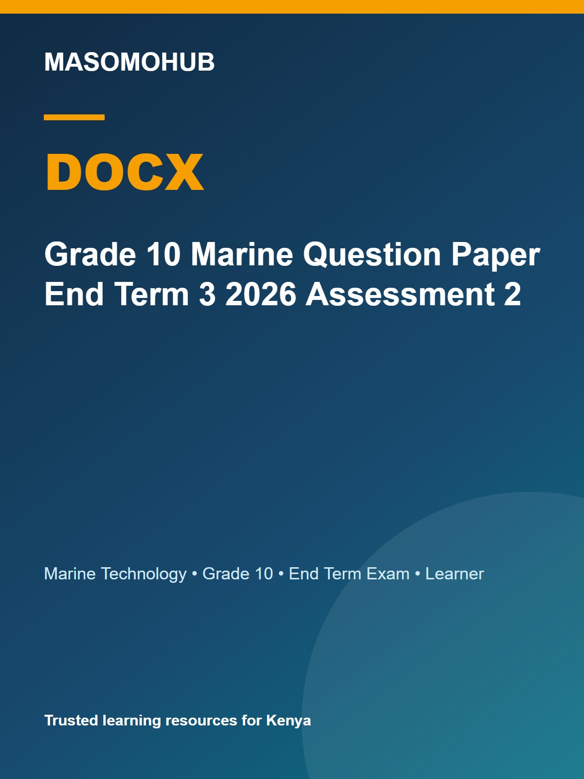 Thumbnail preview of Grade 10 Marine Question Paper End Term 3 2026 Assessment 2