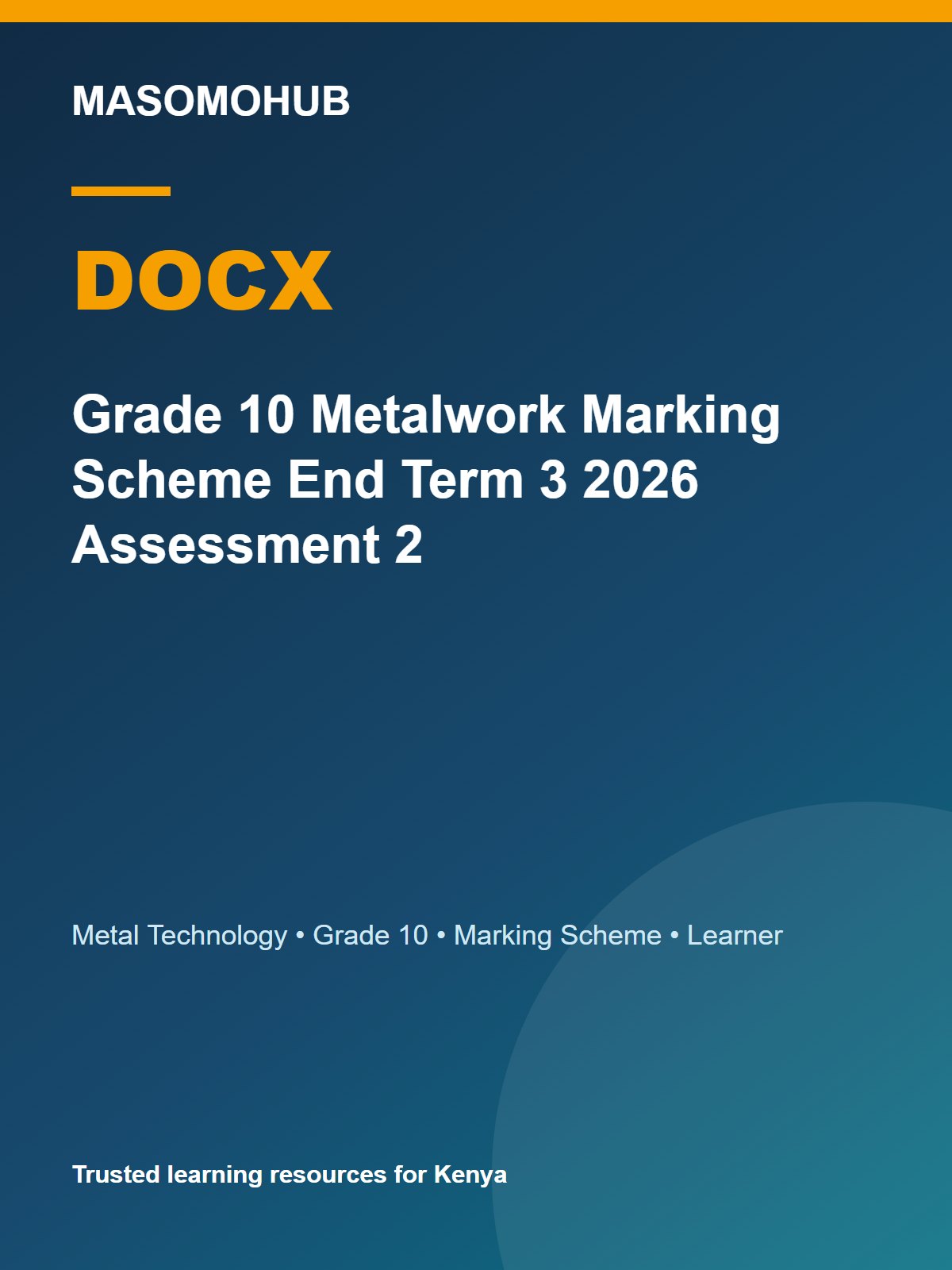 Preview of Grade 10 Metal Technology Term 3 End-Term Marking Scheme 2026