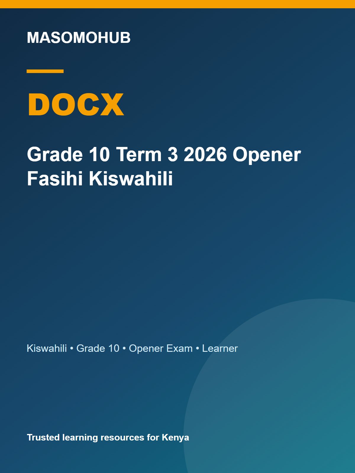 Thumbnail preview of Grade 10 Term 3 2026 Opener Fasihi Kiswahili