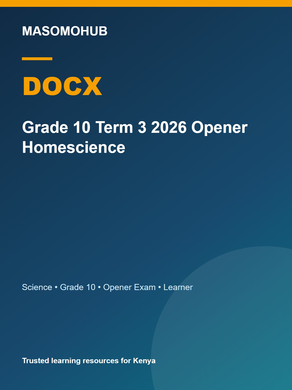 Thumbnail preview of Grade 10 Term 3 2026 Opener Homescience