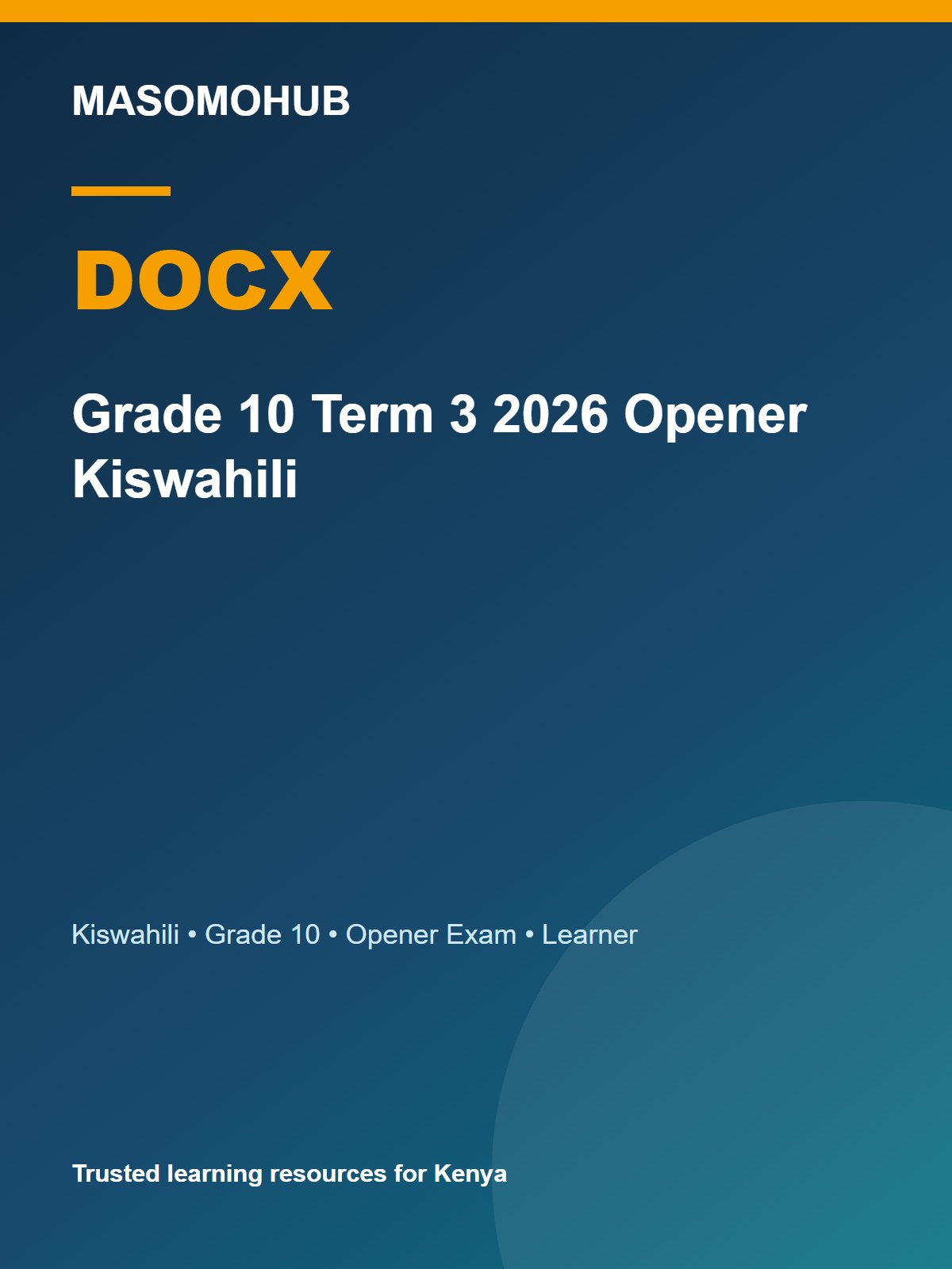 Thumbnail preview of Grade 10 Term 3 2026 Opener Kiswahili