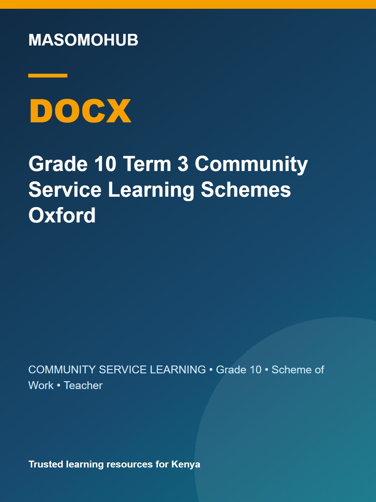 Thumbnail preview of Grade 10 Term 3 Community Service Learning Schemes Oxford