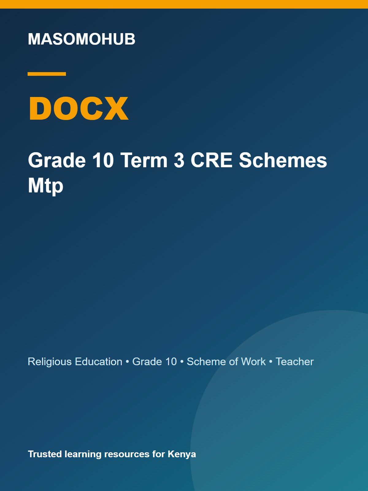 Thumbnail preview of Grade 10 Term 3 CRE Schemes Mtp