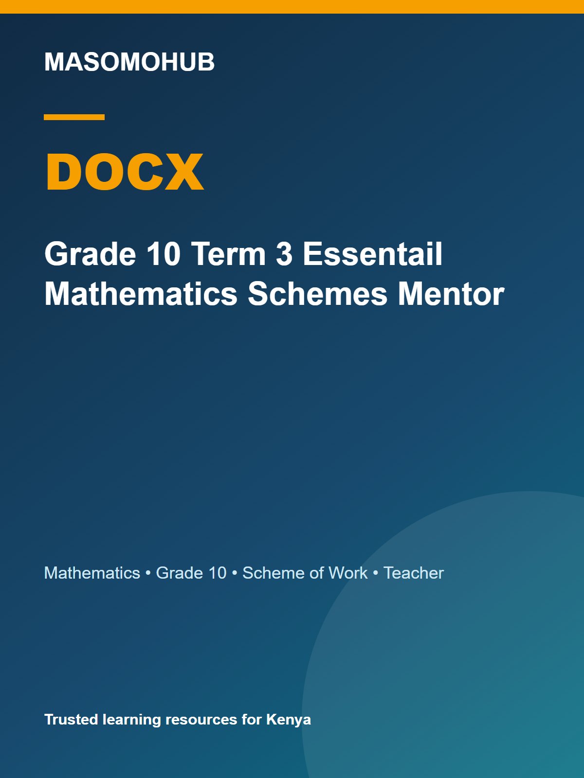 Thumbnail preview of Grade 10 Term 3 Essentail Mathematics Schemes Mentor