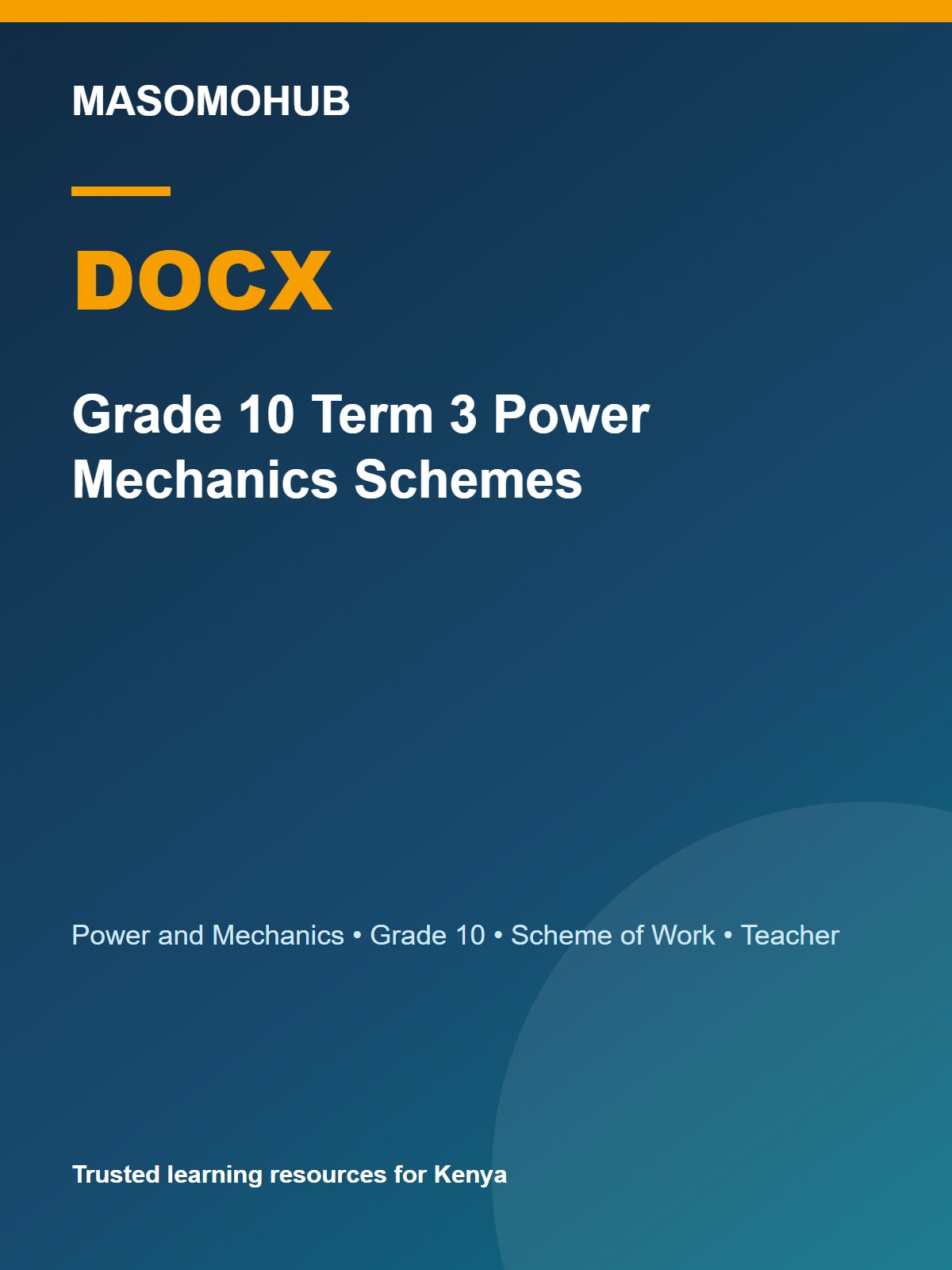 Thumbnail preview of Grade 10 Term 3 Power Mechanics Schemes