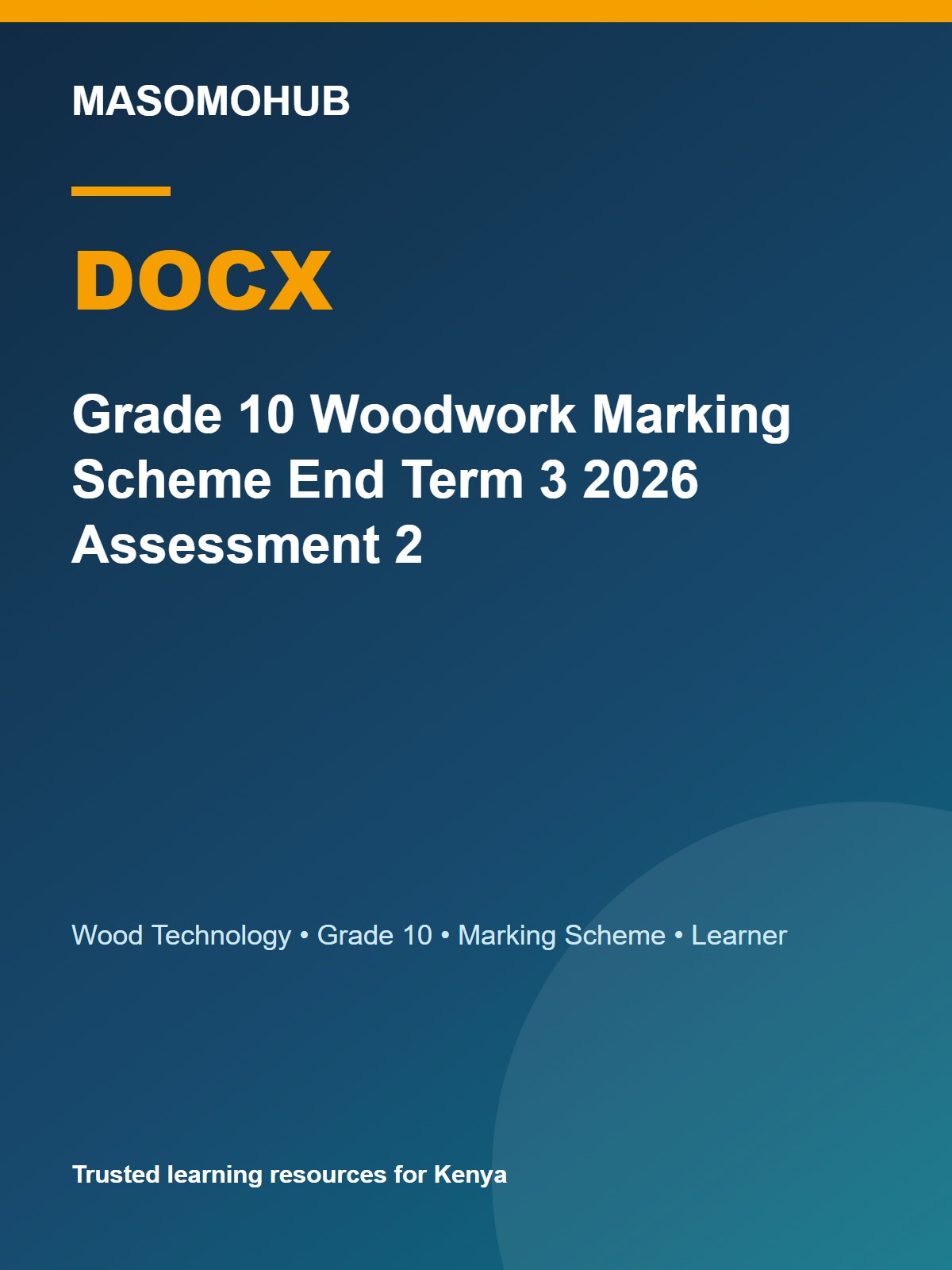 Preview of Grade 10 Wood Technology Term 3 End-Term Marking Scheme 2026