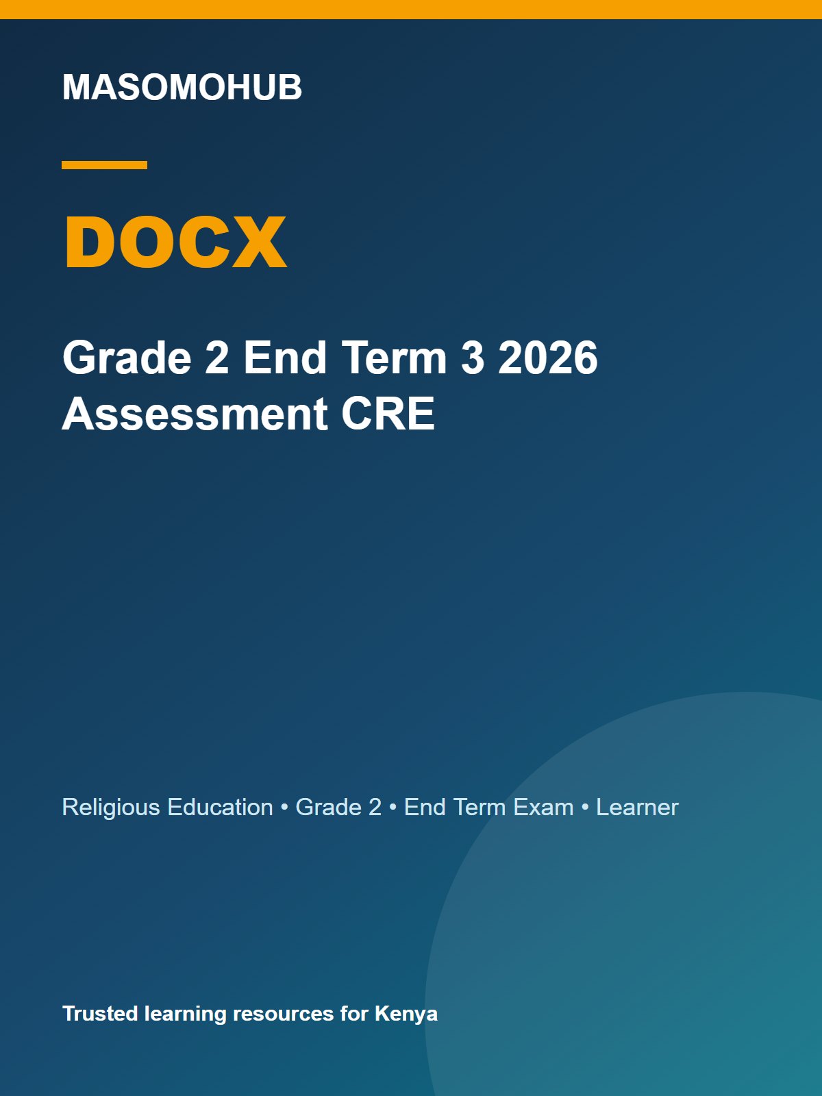 Preview of Grade 2 Christian Religious Education (CRE) Term 3 End-Term Exam 2026