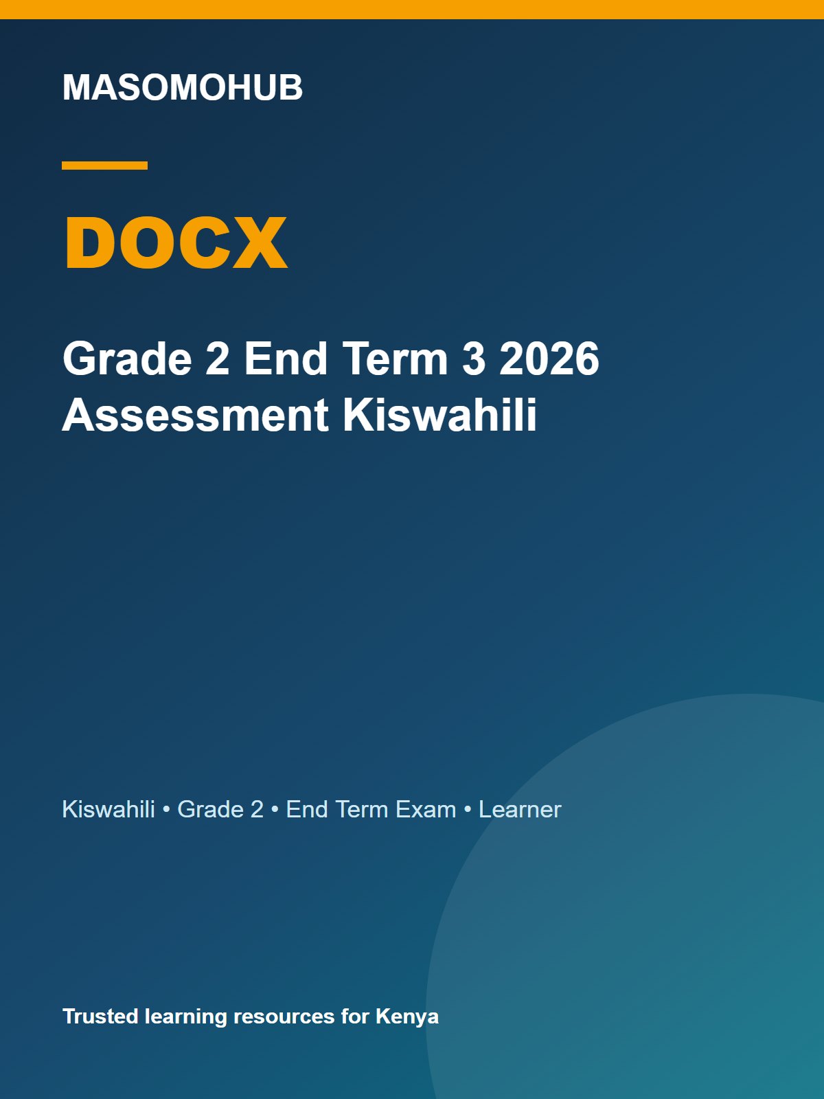Preview of Grade 2 Kiswahili Term 3 End-Term Exam 2026