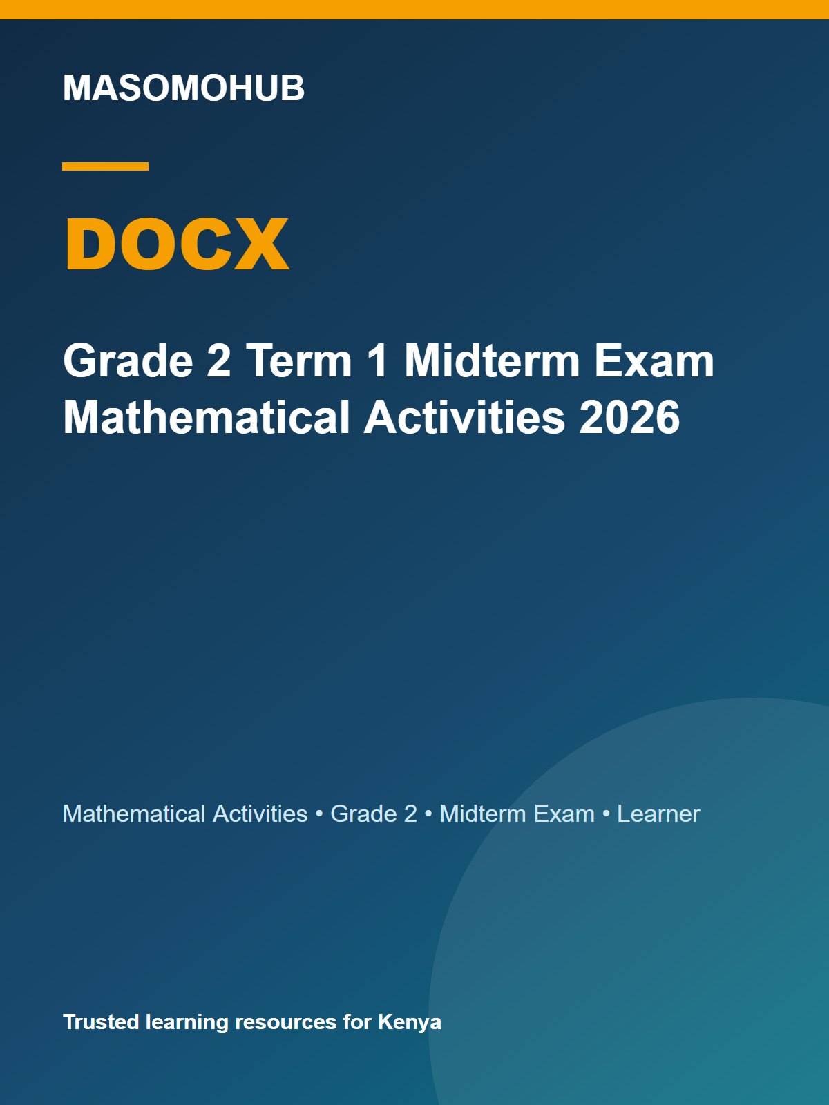 Thumbnail preview of Grade 2 Term 1 Midterm Exam Mathematical Activities 2026