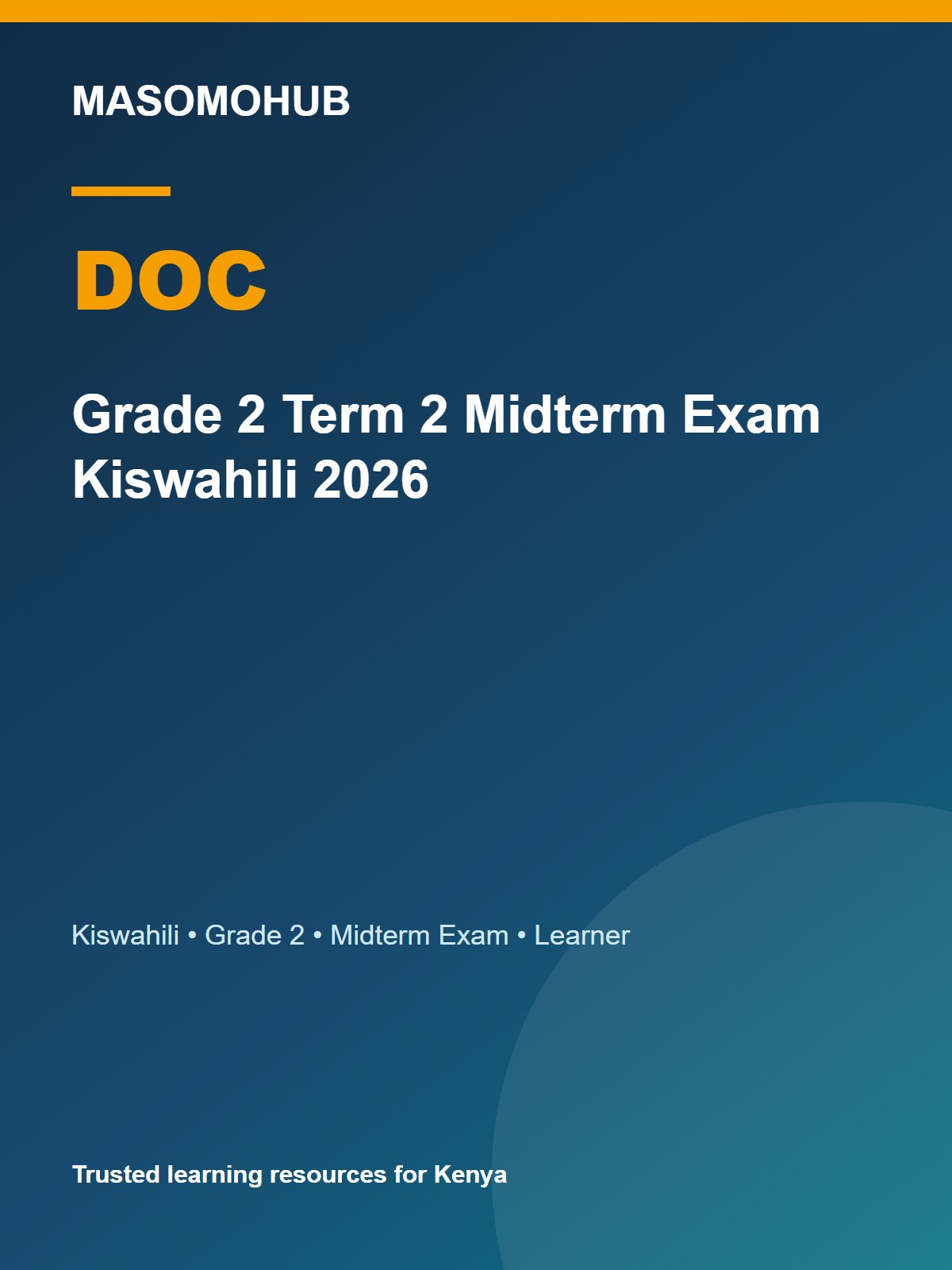 Thumbnail preview of Grade 2 Term 2 Midterm Exam Kiswahili 2026