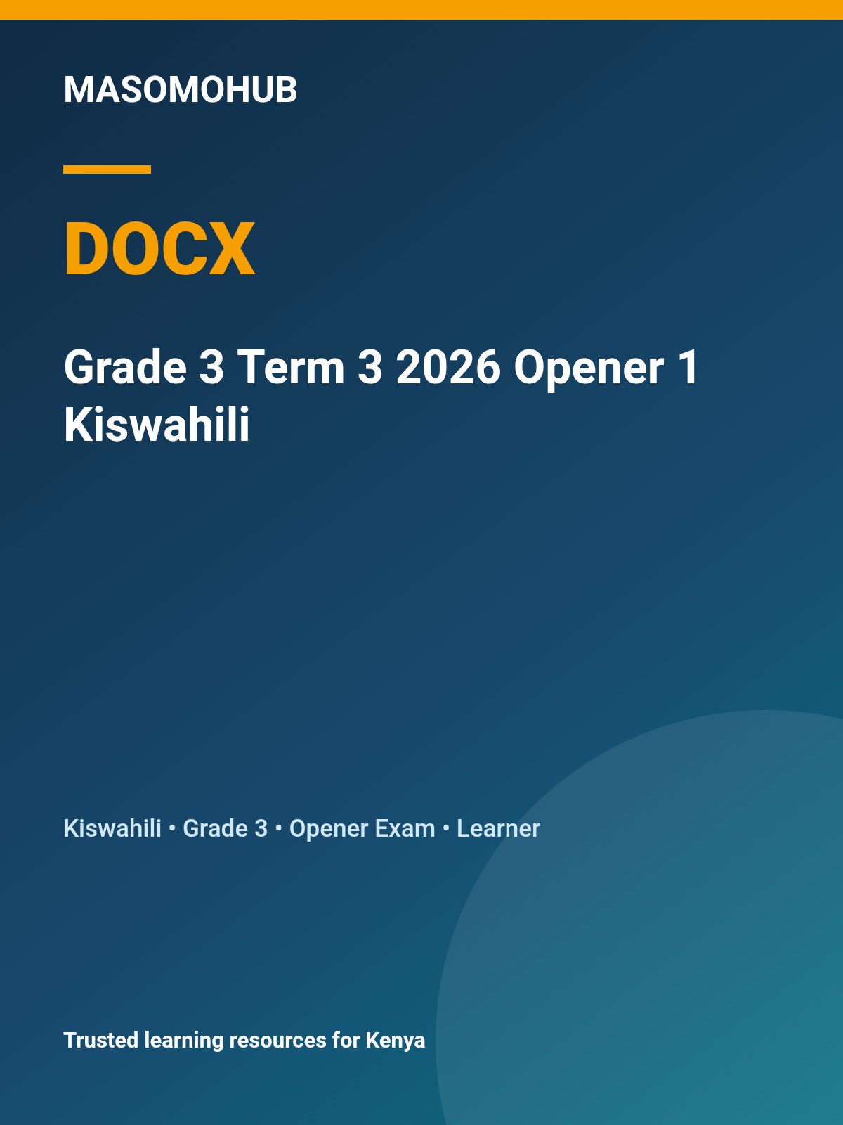 Preview of Grade 3 Term 3 2026 Opener 1 Kiswahili