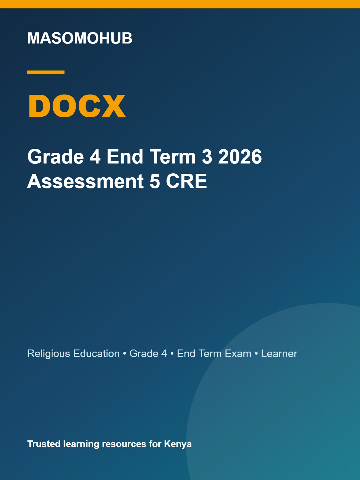 Thumbnail preview of Grade 4 End Term 3 2026 Assessment 5 CRE