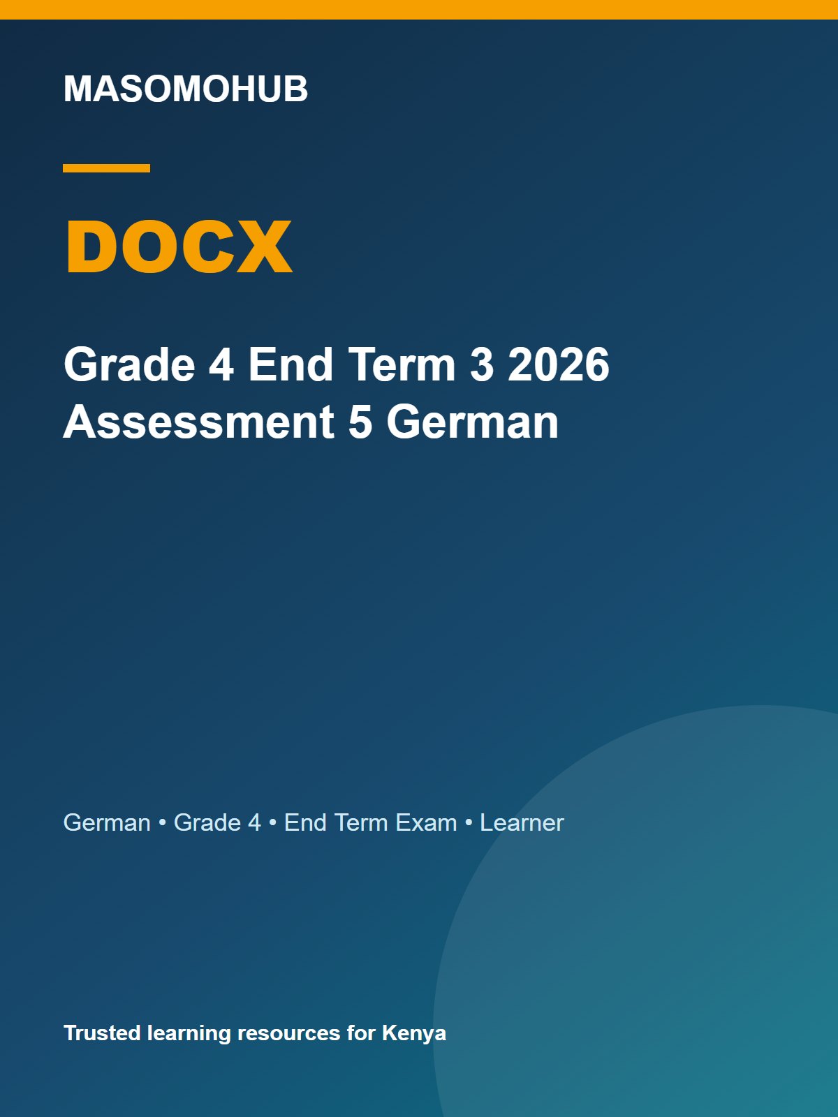 Thumbnail preview of Grade 4 End Term 3 2026 Assessment 5 German