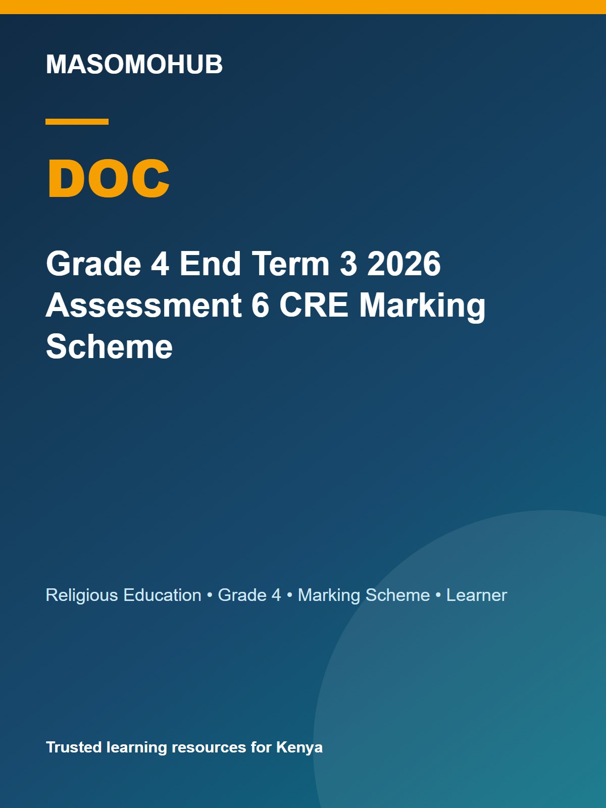 Thumbnail preview of Grade 4 End Term 3 2026 Assessment 6 CRE Marking Scheme