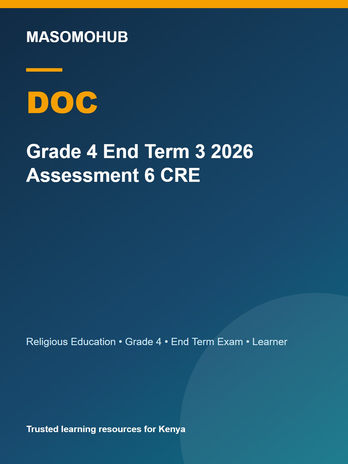 Thumbnail preview of Grade 4 End Term 3 2026 Assessment 6 CRE