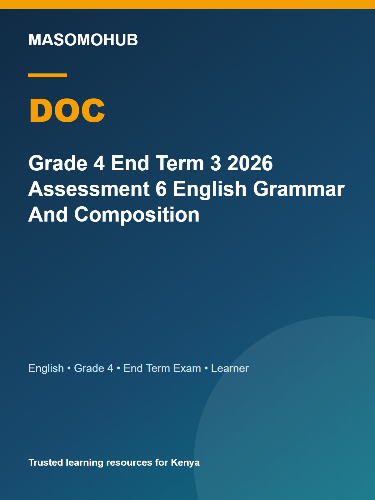 Thumbnail preview of Grade 4 End Term 3 2026 Assessment 6 English Grammar And Composition