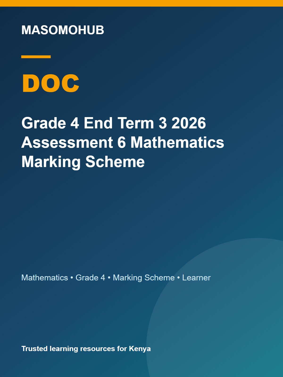 Thumbnail preview of Grade 4 End Term 3 2026 Assessment 6 Mathematics Marking Scheme