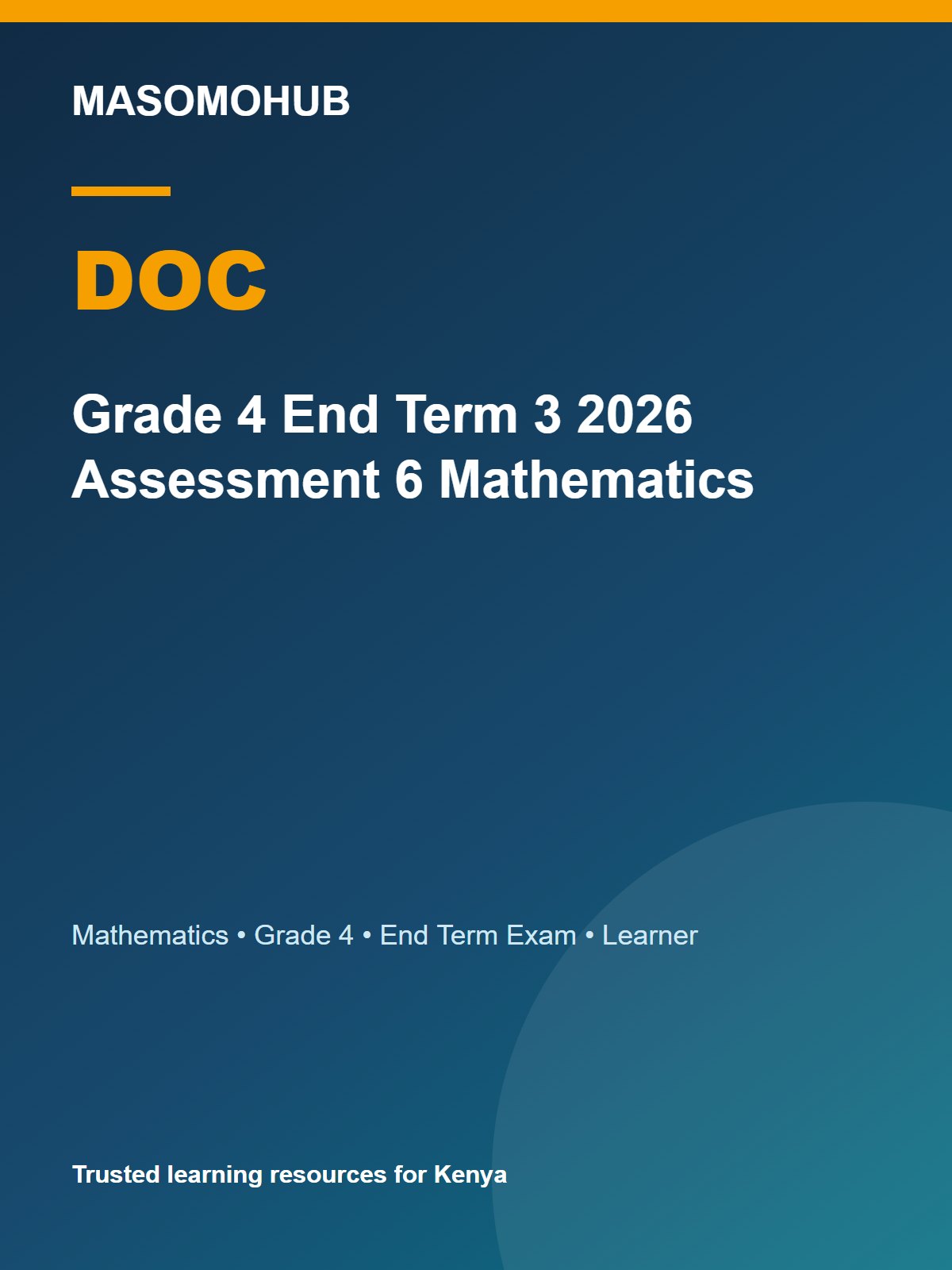 Thumbnail preview of Grade 4 End Term 3 2026 Assessment 6 Mathematics