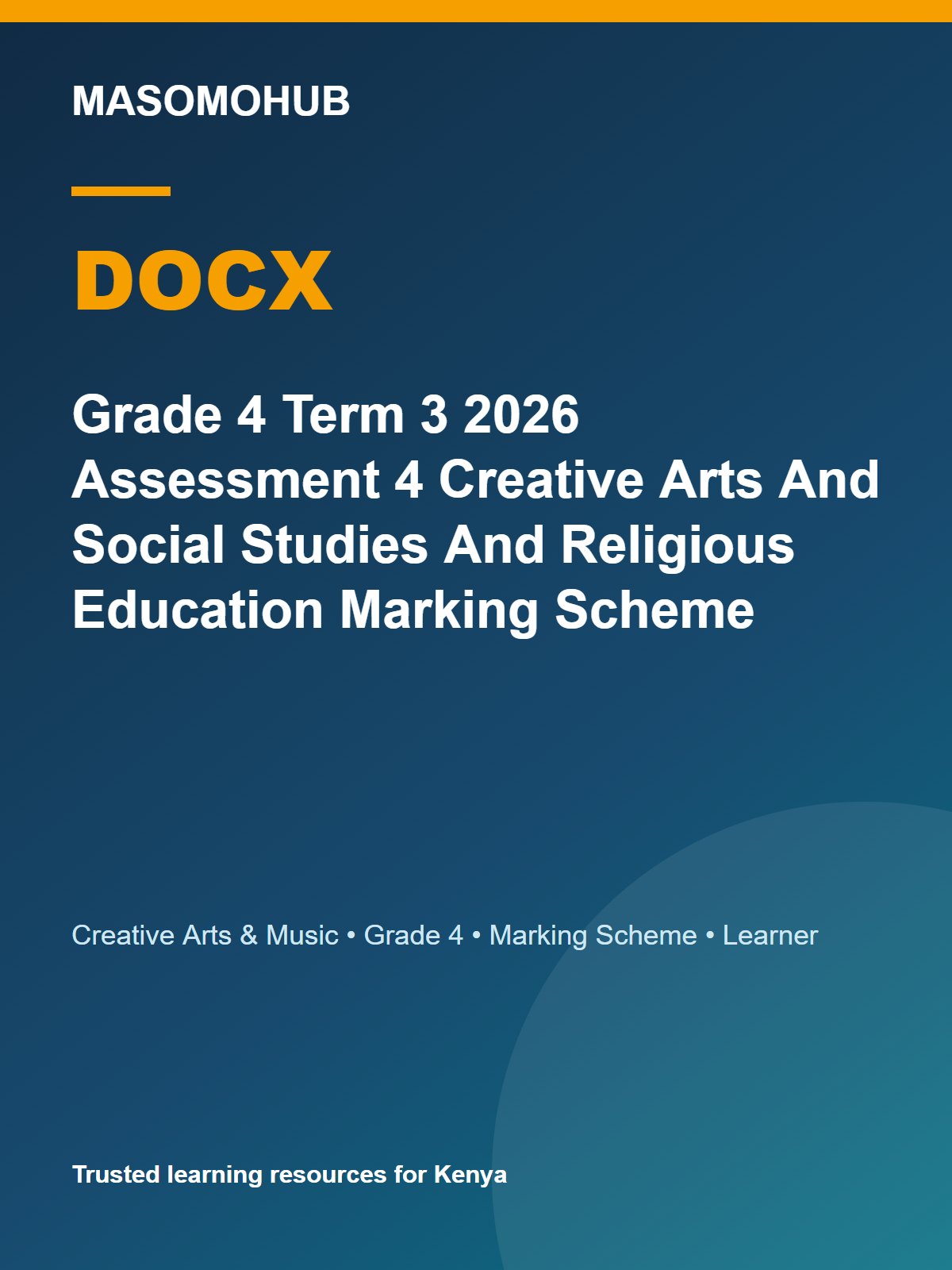 Thumbnail preview of Grade 4 Term 3 2026 Assessment 4 Creative Arts And Social Studies And Religious Education Marking Scheme