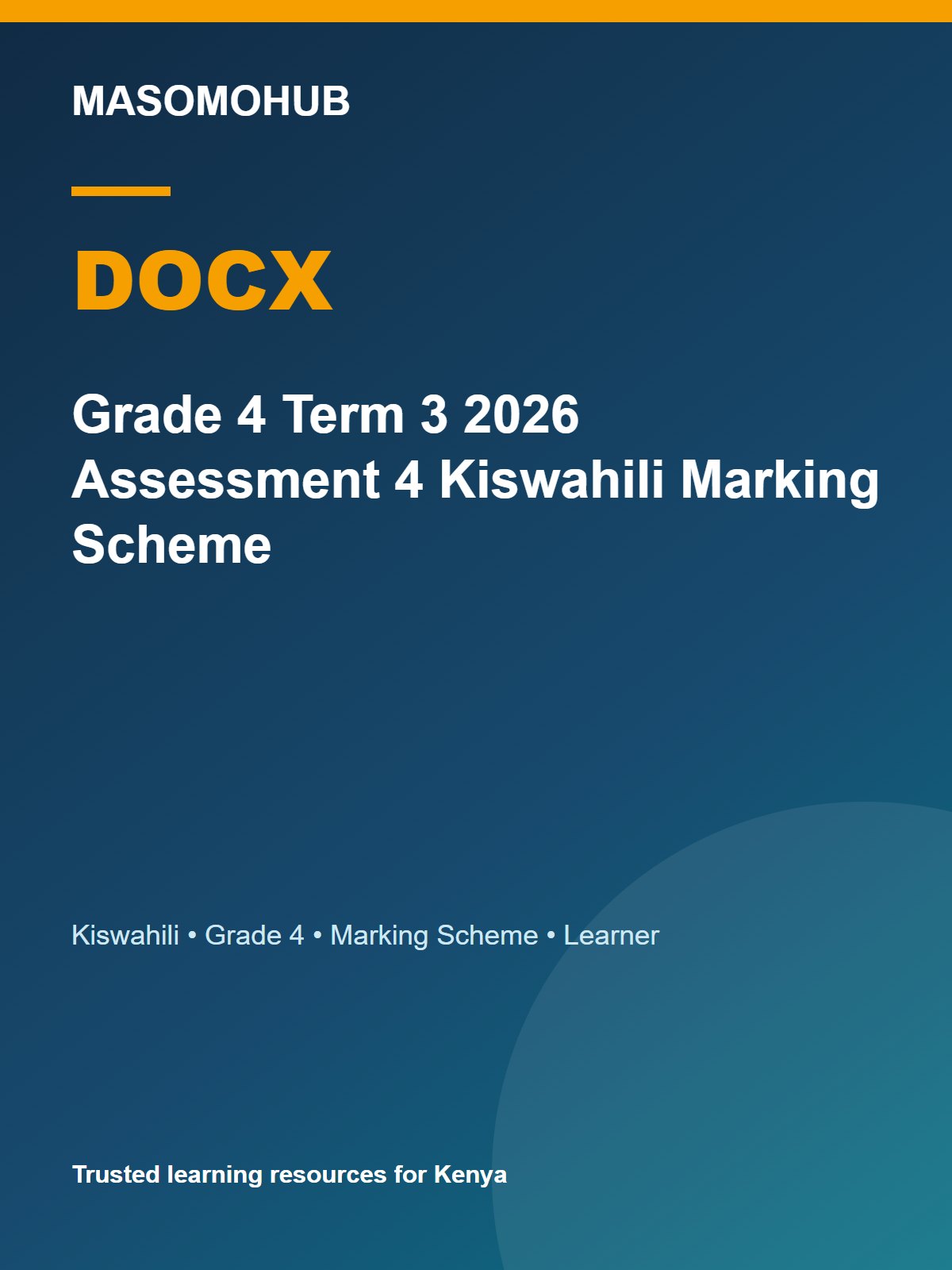 Thumbnail preview of Grade 4 Term 3 2026 Assessment 4 Kiswahili Marking Scheme