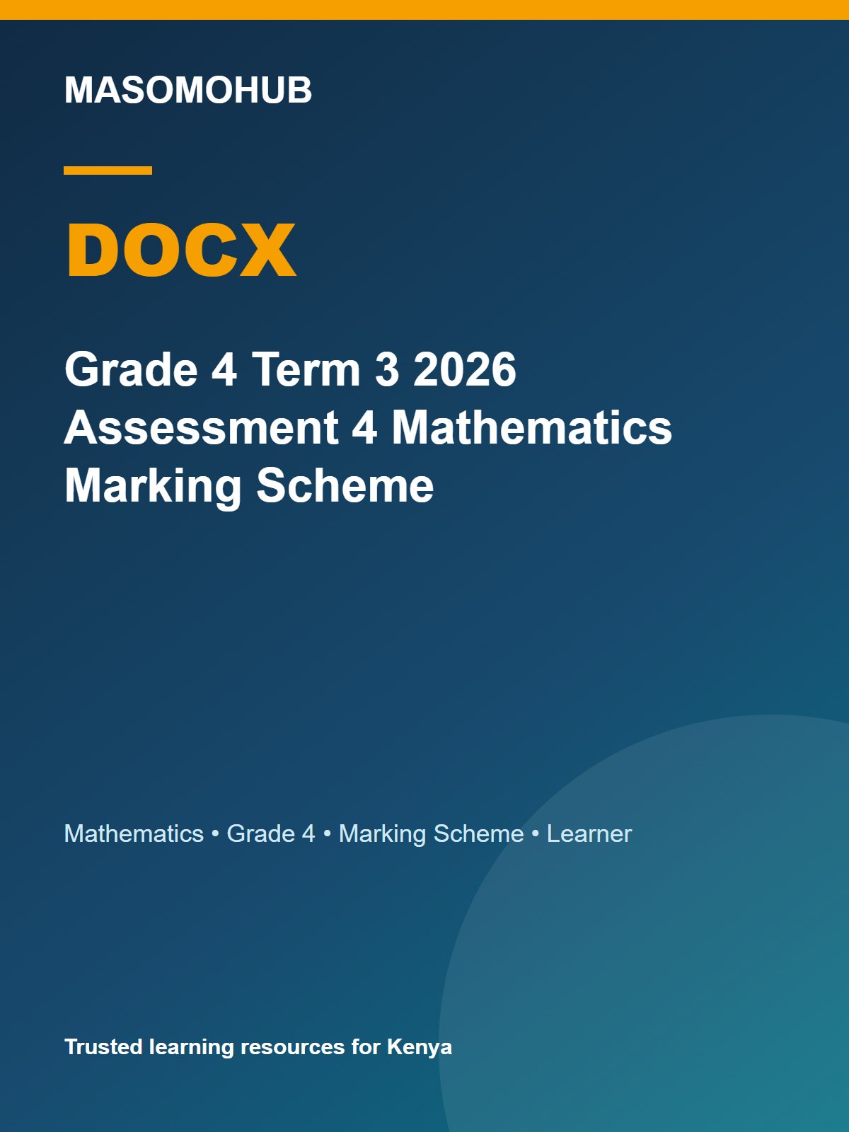 Thumbnail preview of Grade 4 Term 3 2026 Assessment 4 Mathematics Marking Scheme