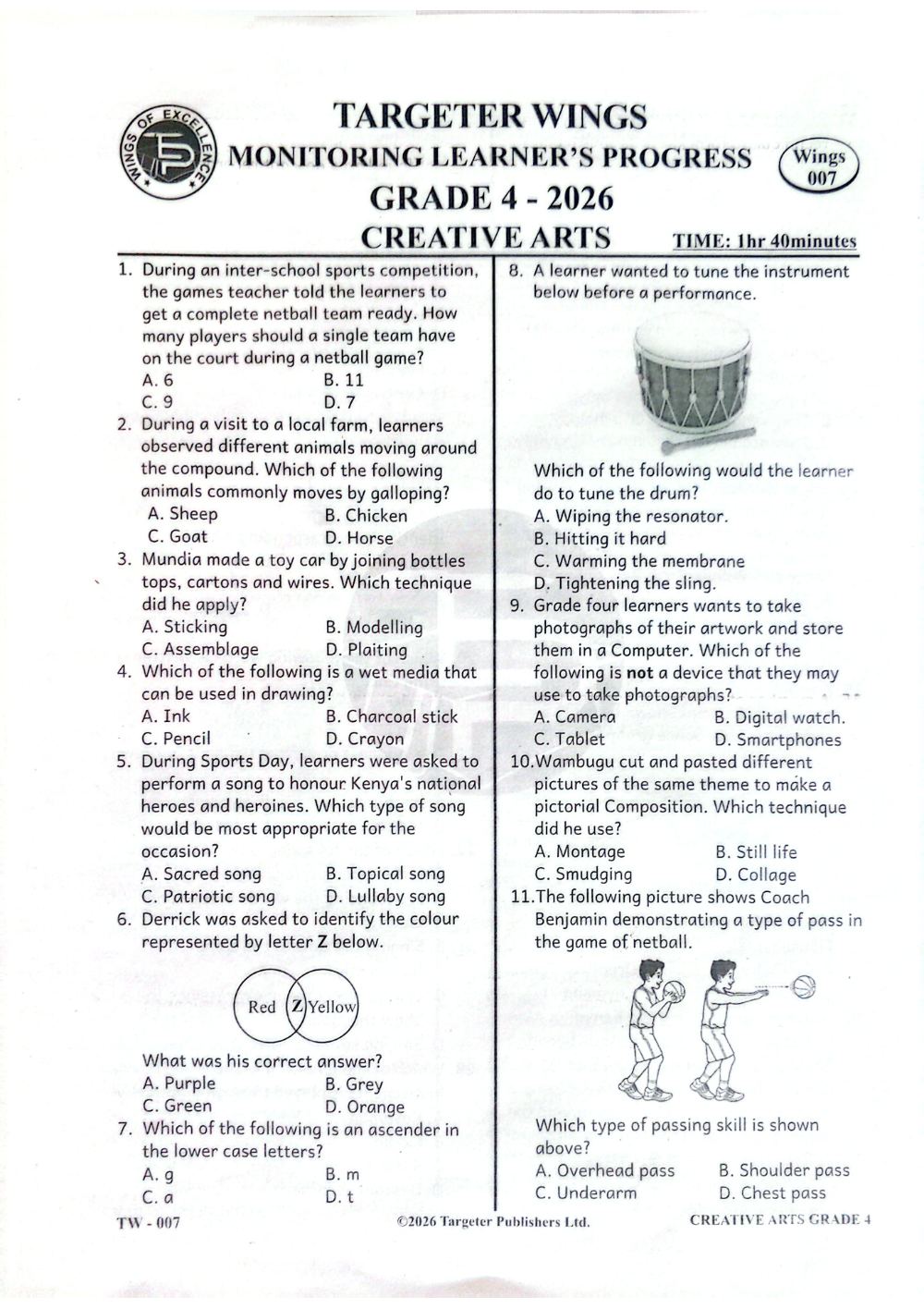 Thumbnail preview of Grade 4 Term 3 2026 Assessment Creative Arts And Sports