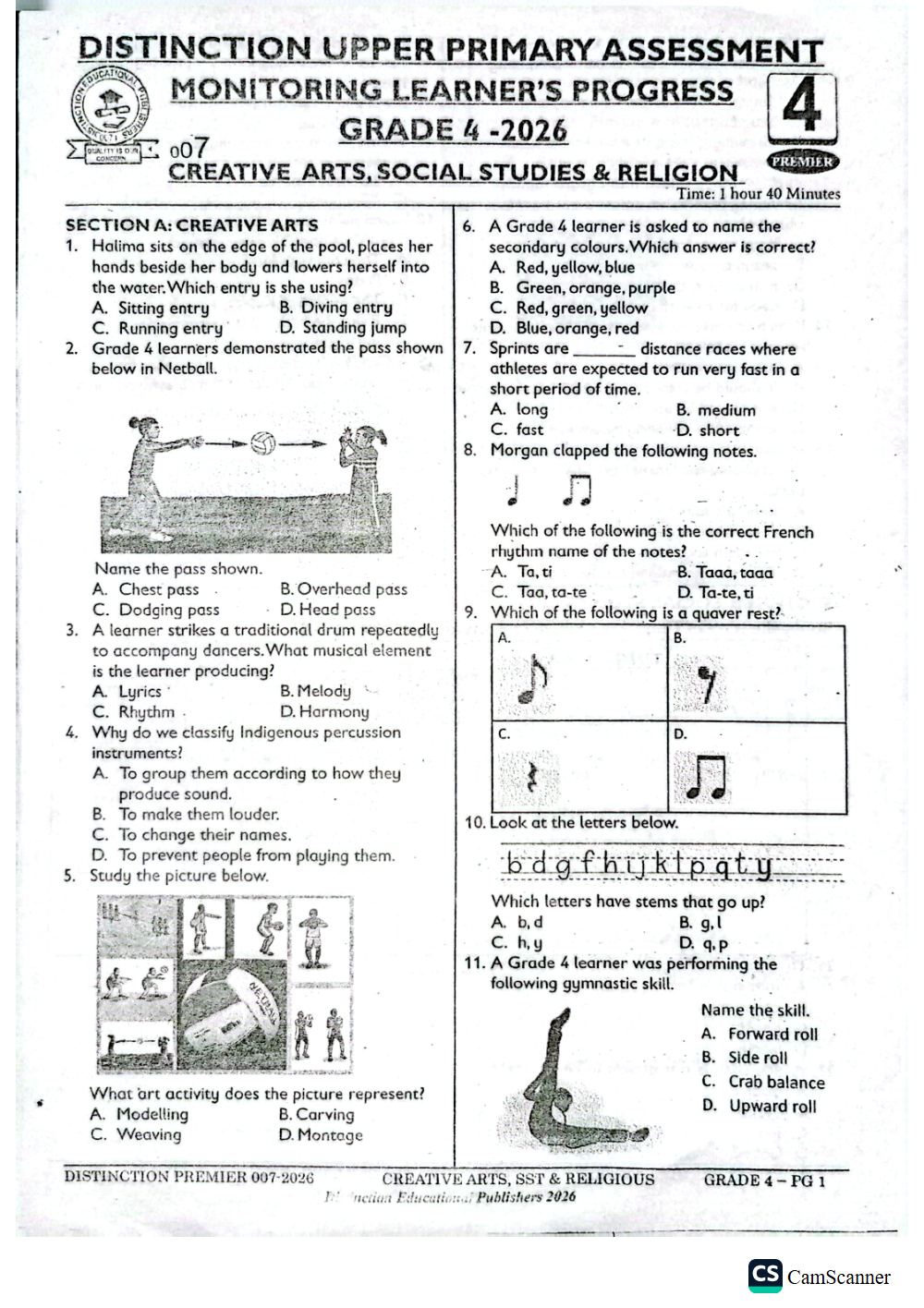 Thumbnail preview of Grade 4 Term 3 2026 Assessment Creative Arts Social Studies And Religion 3 Sst