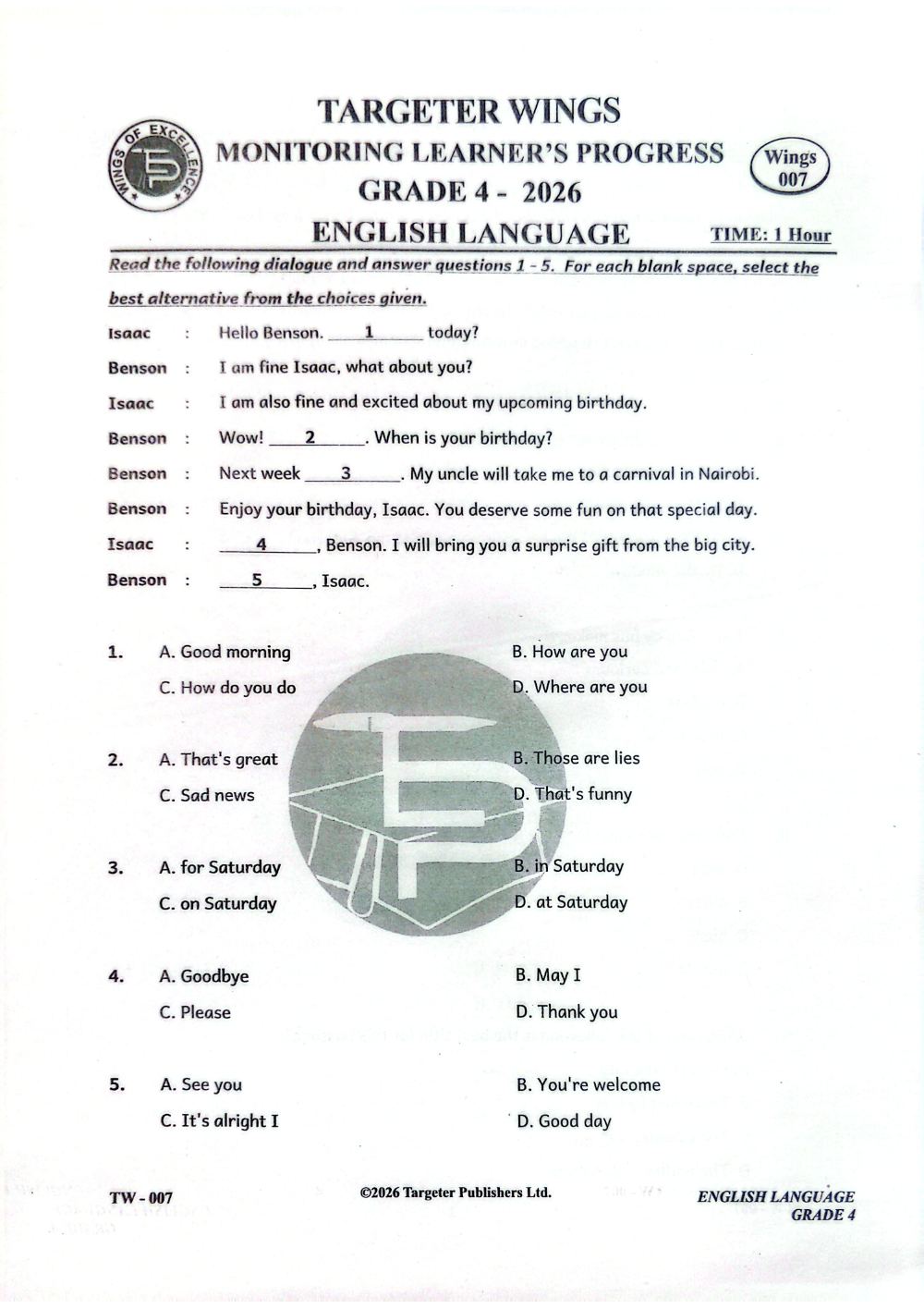 Thumbnail preview of Grade 4 Term 3 2026 Assessment English