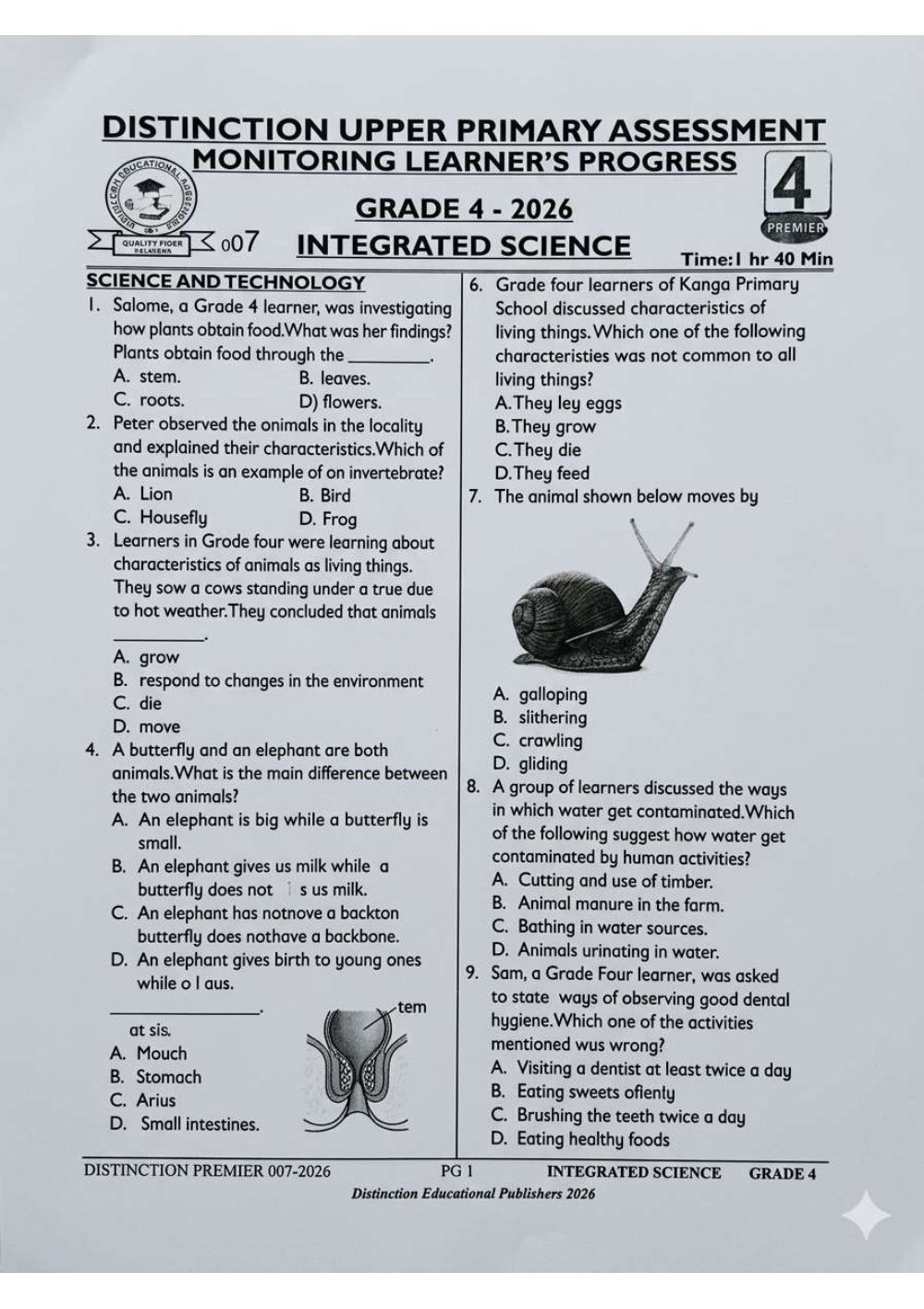 Thumbnail preview of Grade 4 Term 3 2026 Assessment Integrated Science 3