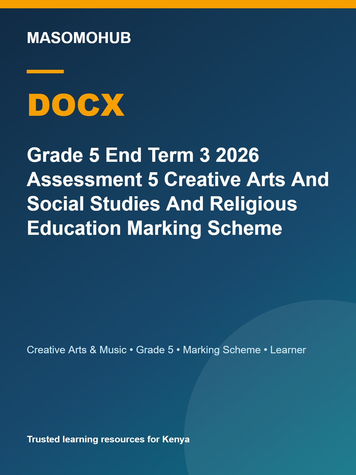 Thumbnail preview of Grade 5 End Term 3 2026 Assessment 5 Creative Arts And Social Studies And Religious Education Marking Scheme