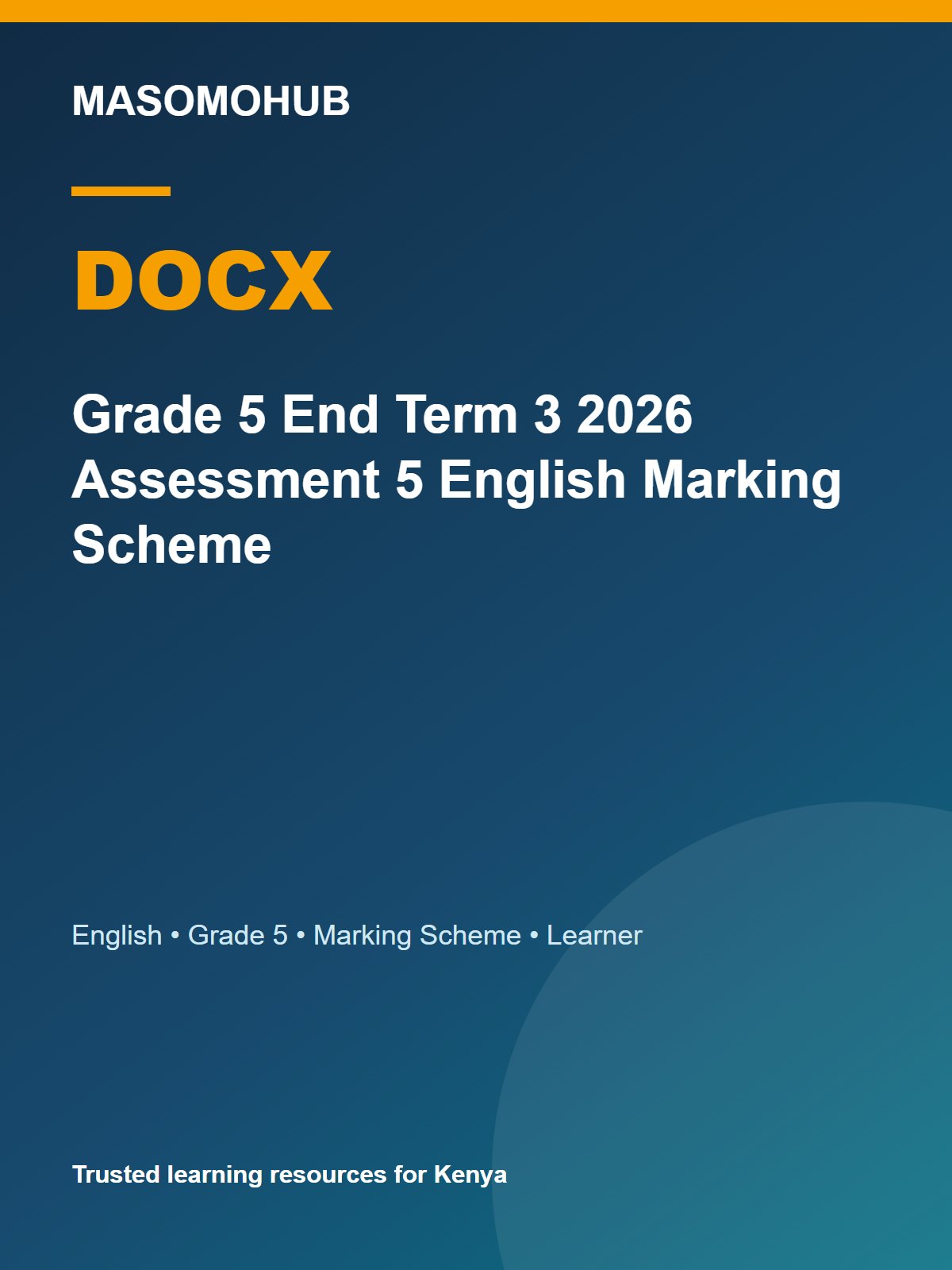 Thumbnail preview of Grade 5 End Term 3 2026 Assessment 5 English Marking Scheme