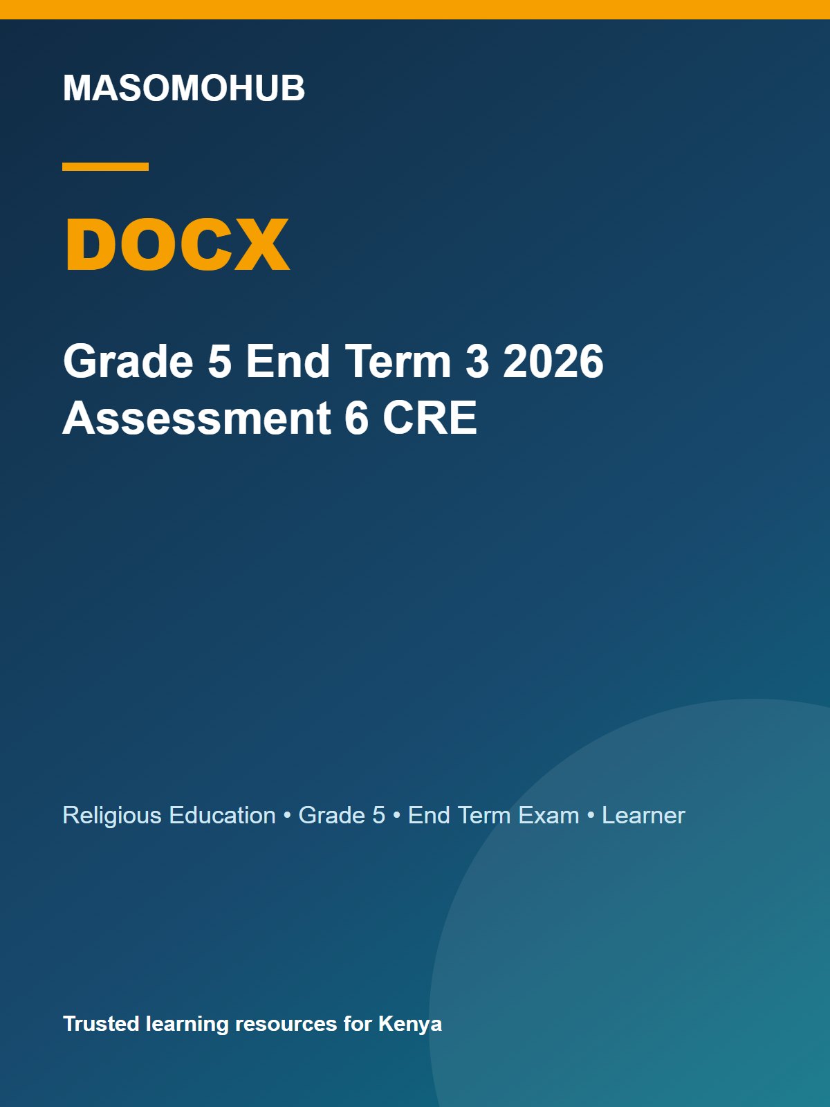 Thumbnail preview of Grade 5 End Term 3 2026 Assessment 6 CRE