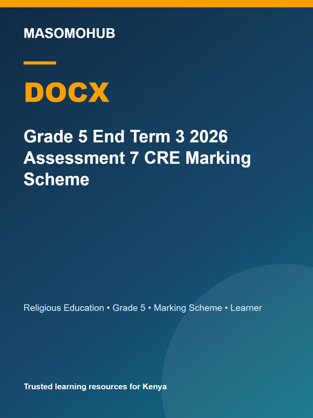 Thumbnail preview of Grade 5 End Term 3 2026 Assessment 7 CRE Marking Scheme