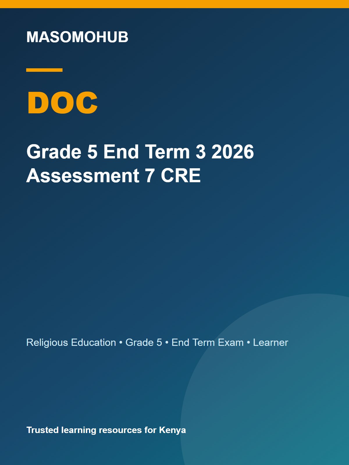 Thumbnail preview of Grade 5 End Term 3 2026 Assessment 7 CRE