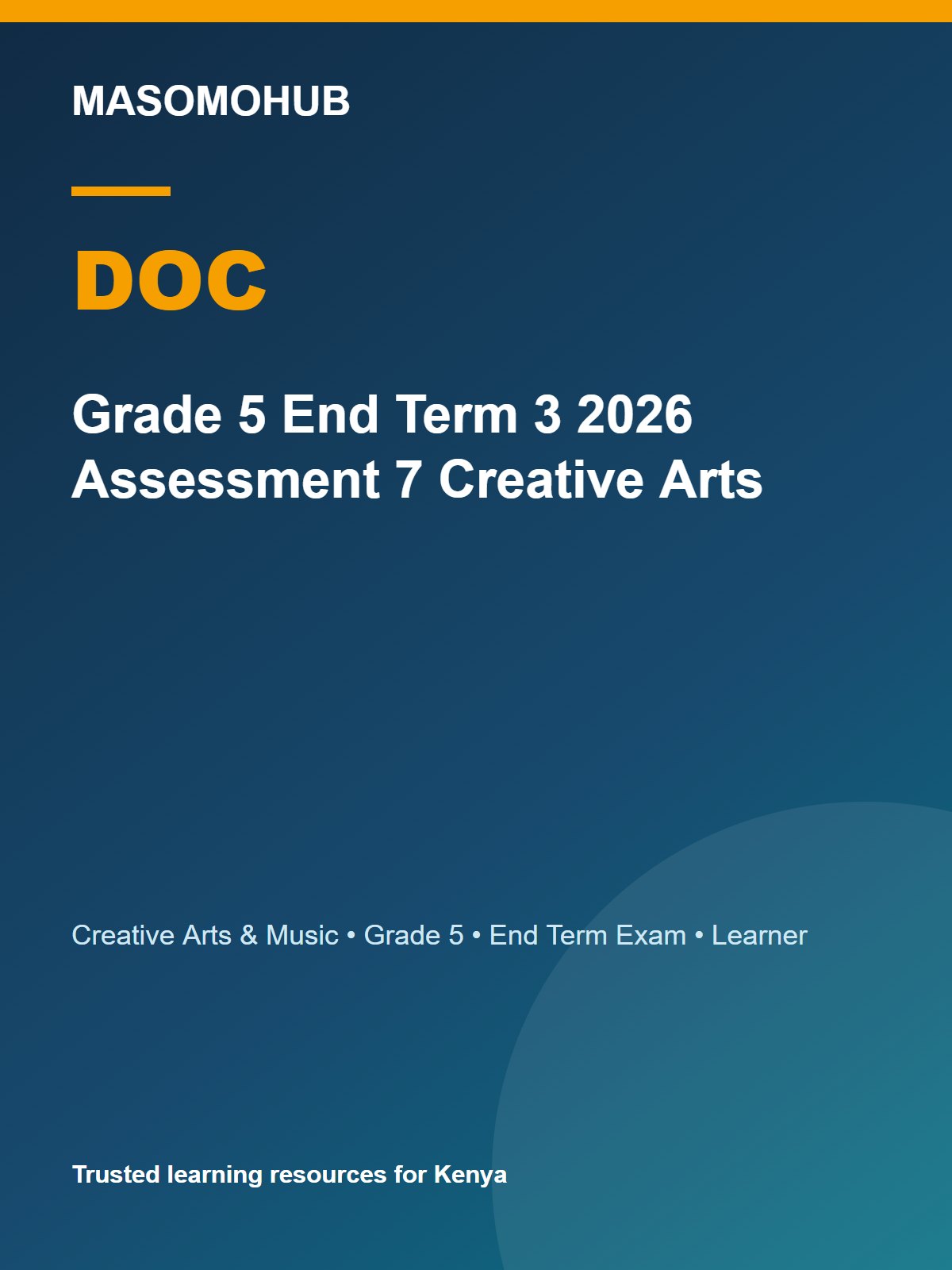 Thumbnail preview of Grade 5 End Term 3 2026 Assessment 7 Creative Arts