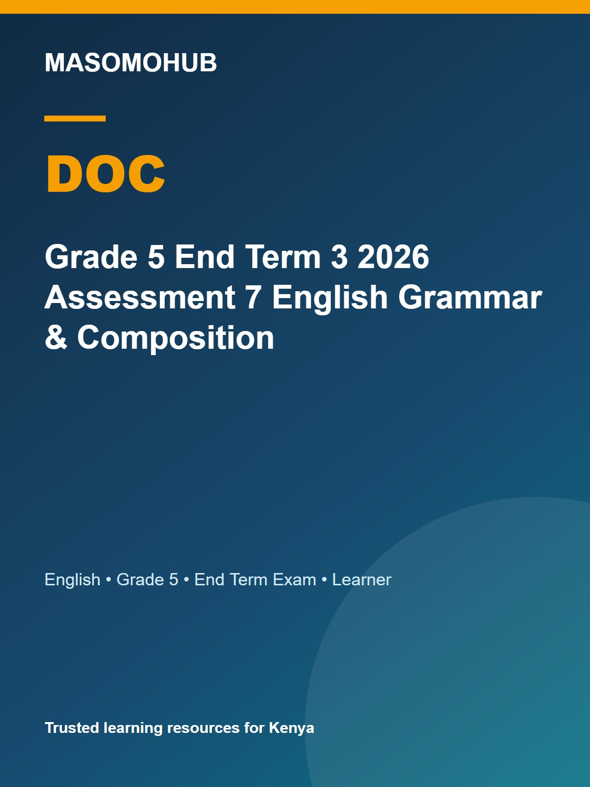 Thumbnail preview of Grade 5 End Term 3 2026 Assessment 7 English Grammar & Composition