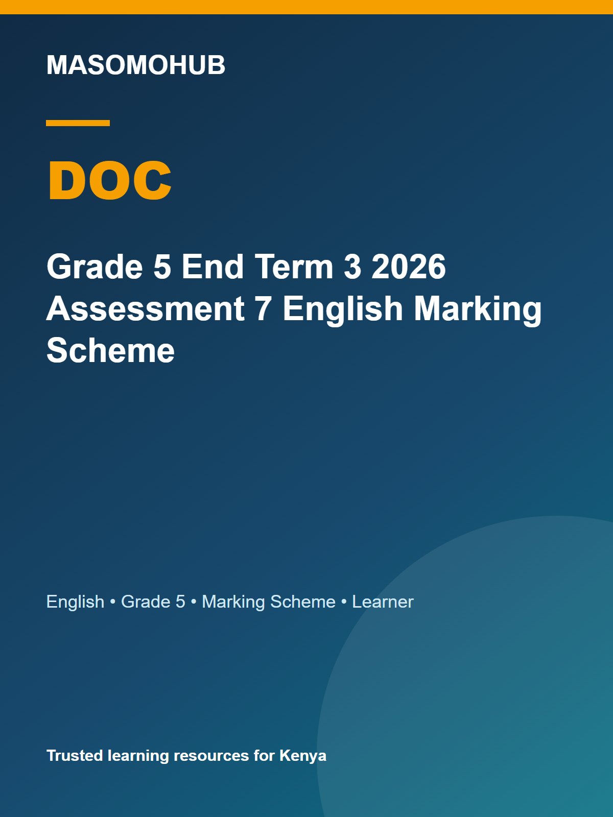 Thumbnail preview of Grade 5 End Term 3 2026 Assessment 7 English Marking Scheme
