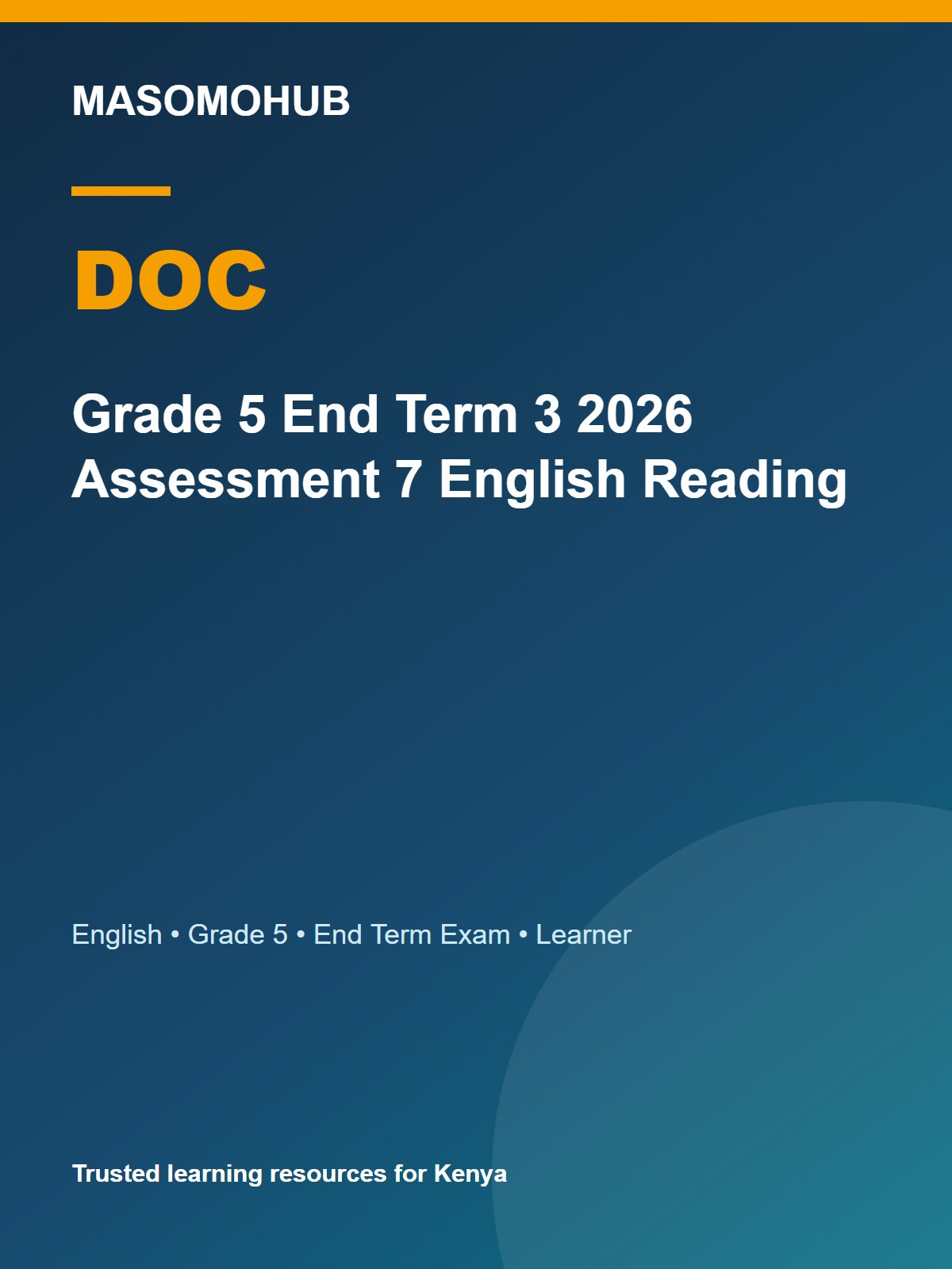 Thumbnail preview of Grade 5 End Term 3 2026 Assessment 7 English Reading