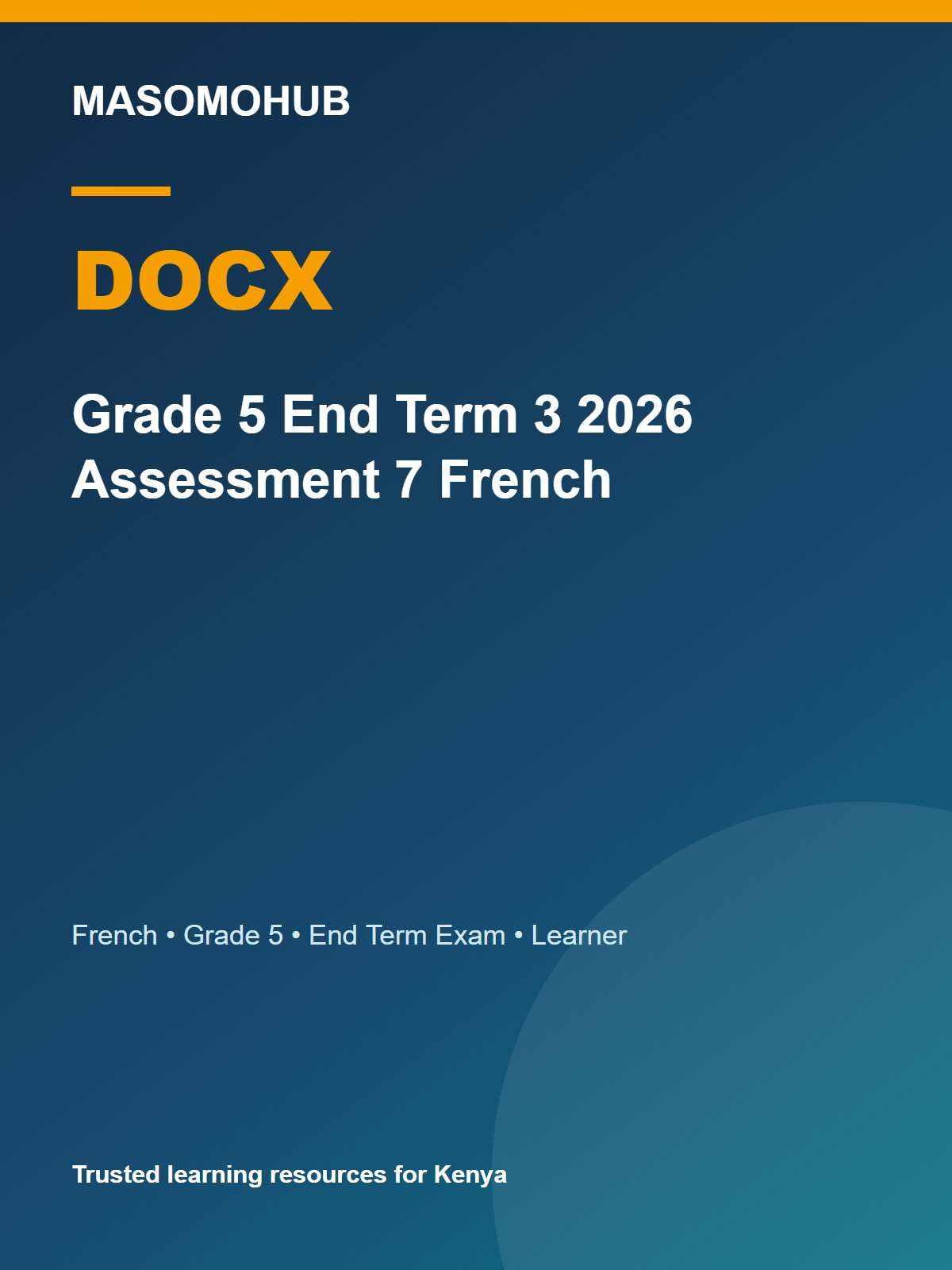 Thumbnail preview of Grade 5 End Term 3 2026 Assessment 7 French