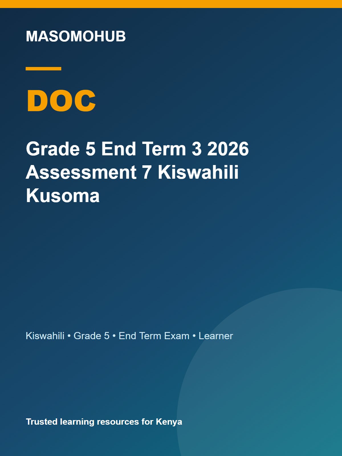 Thumbnail preview of Grade 5 End Term 3 2026 Assessment 7 Kiswahili Kusoma